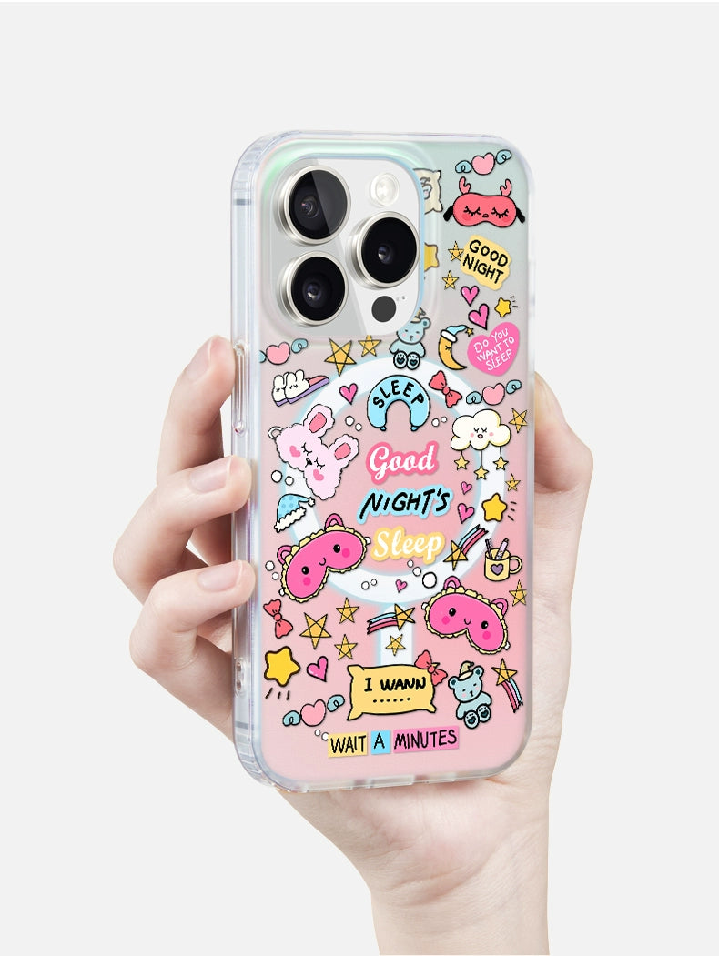 iCraftPro | Original Cartoon Holographic Case for iPhone, Magnetic with Wrist Strap, Cute and Unique Style