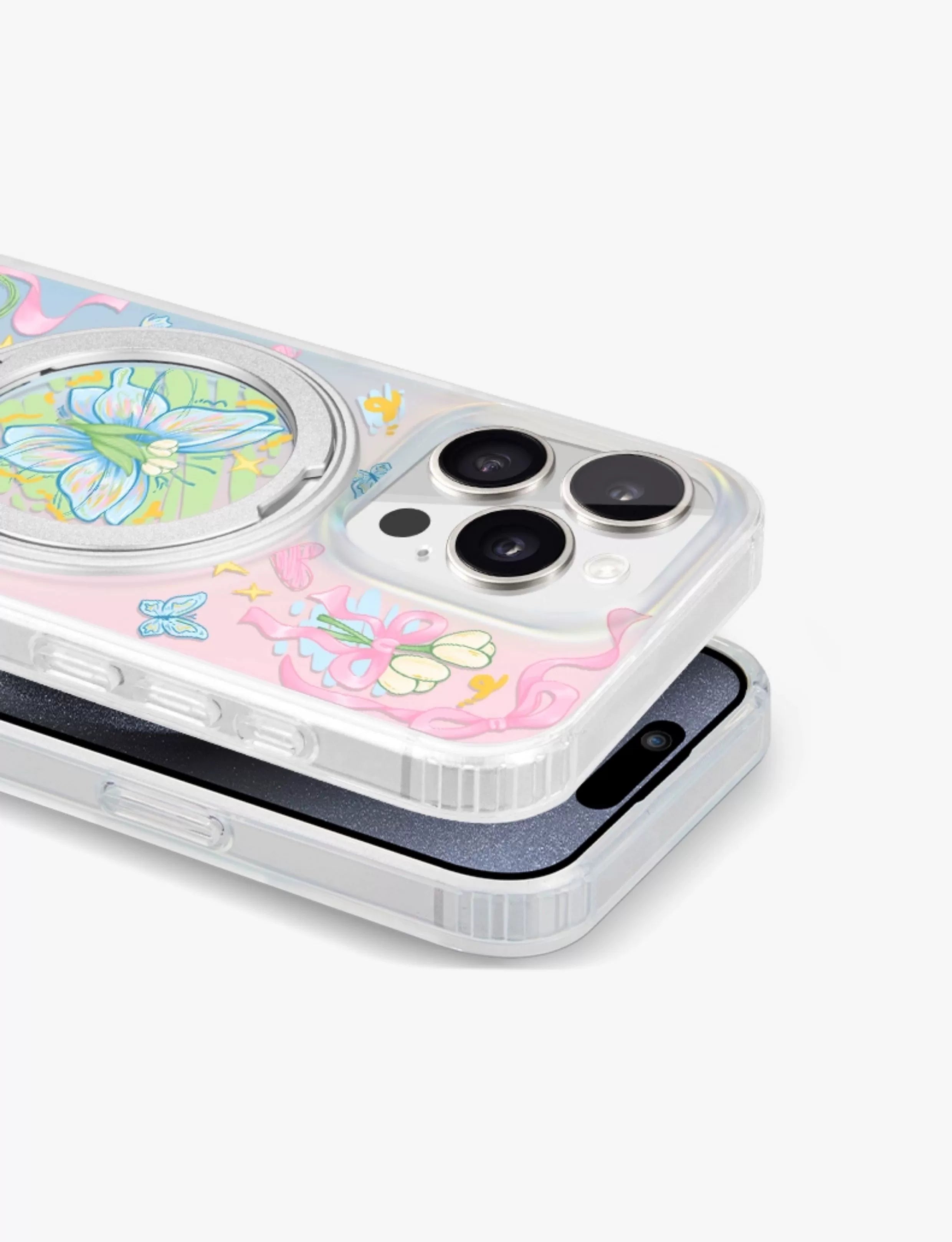 iCraftPro | Magnetic Magsafe Case with Stand & Frosted Tulip Butterfly for iPhone 13/14/15/16/17 Pro Max