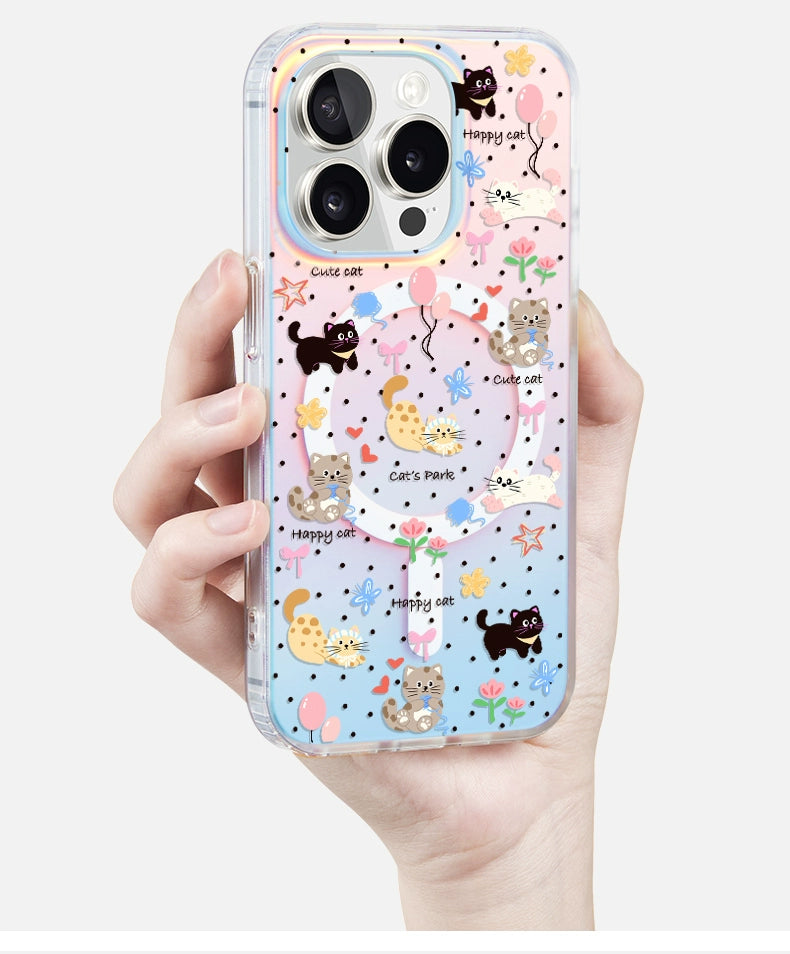 iCraftPro | Aesthetic Case for iPhone 12-17 Pro Max, Trendy Holographic Gradient with Strap, Creative & Cute Animal Themed Cover.