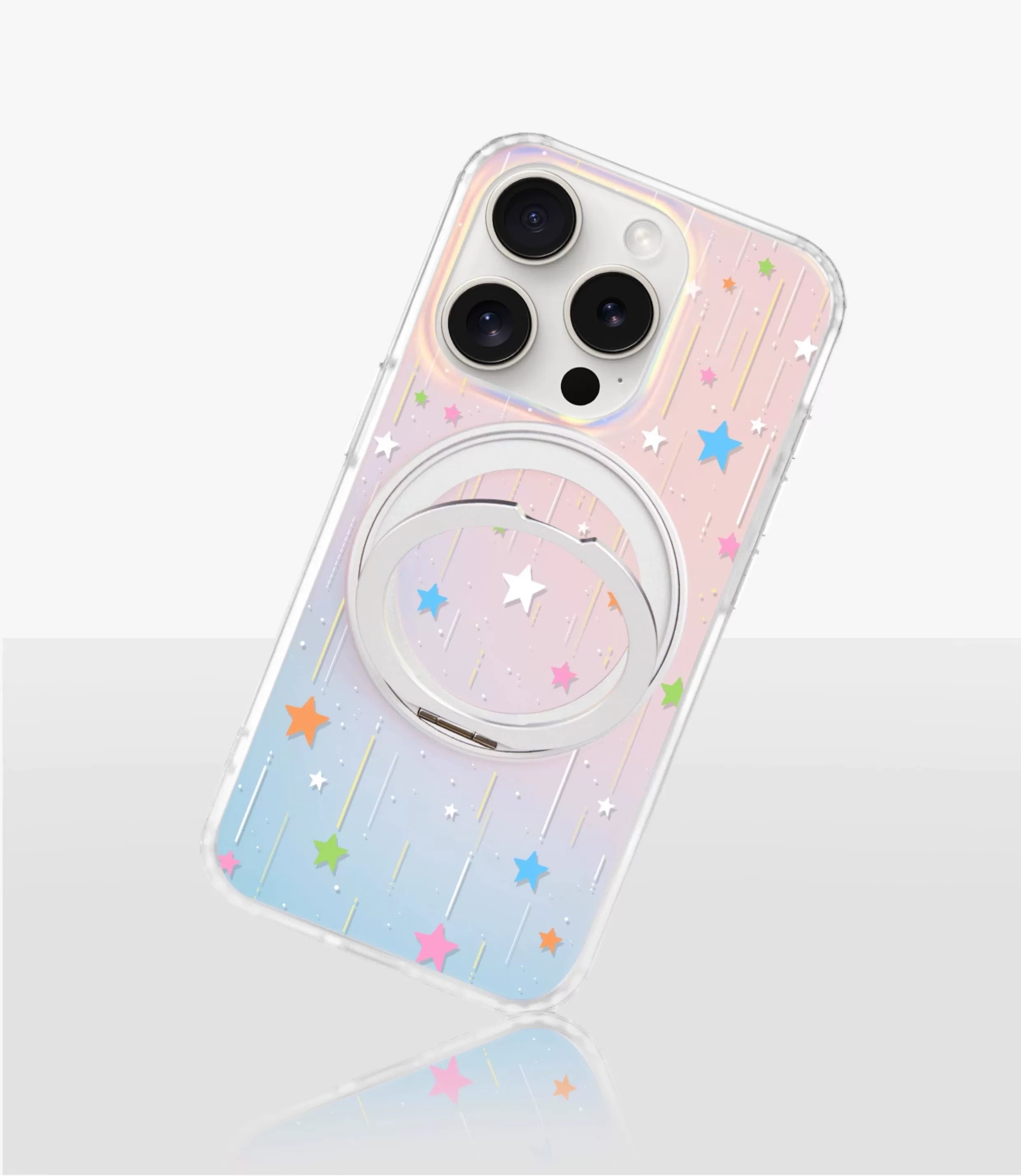 iCraftPro | Magnetic Case with Stand & Holographic Shooting Stars for iPhone 13/14/15/16/17 Pro (Max)