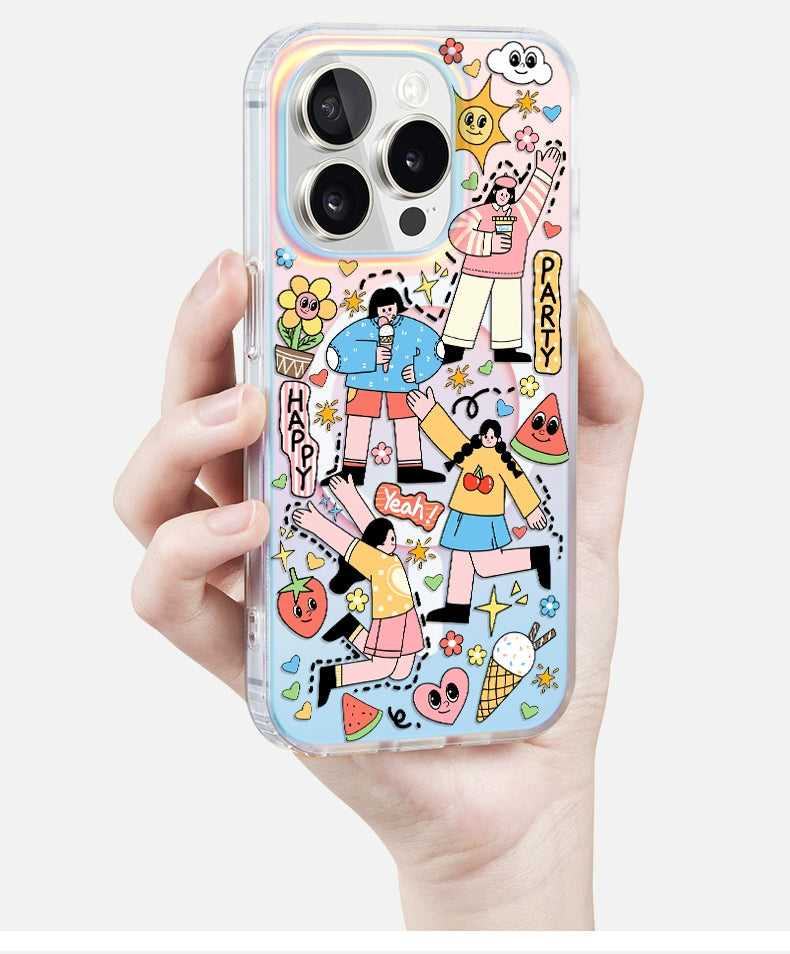 iCraftPro | Applicable to Apple 17promax mobile phone case new iphone16pro women's 15 magnetic laser magsafe advanced sense 14 niche creative cartoon 13 fashion ip12 gradual change protective case