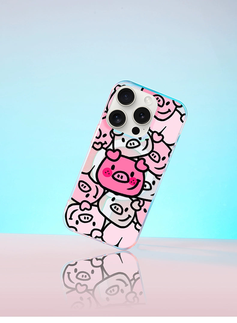 iCraftPro | Cartoon Pig Magnetic Case for iPhone 16 Pro with Lanyard
