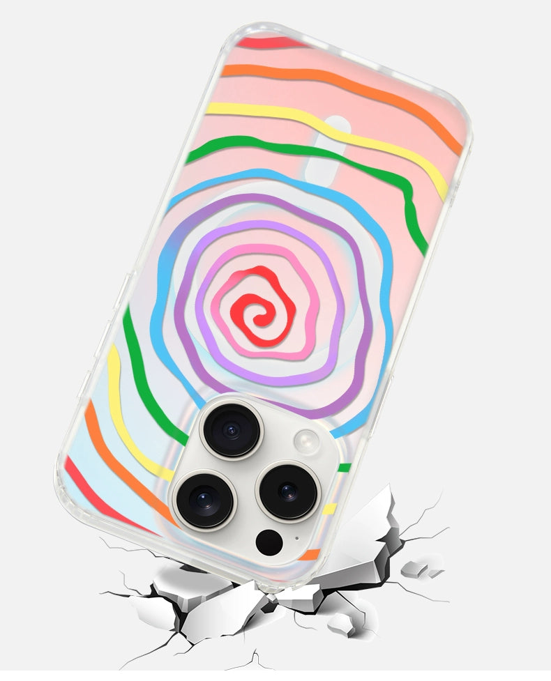 iCraftPro | Artistic Rainbow Case for iPhone 17 Pro Max, Magnetic Holographic with Lanyard