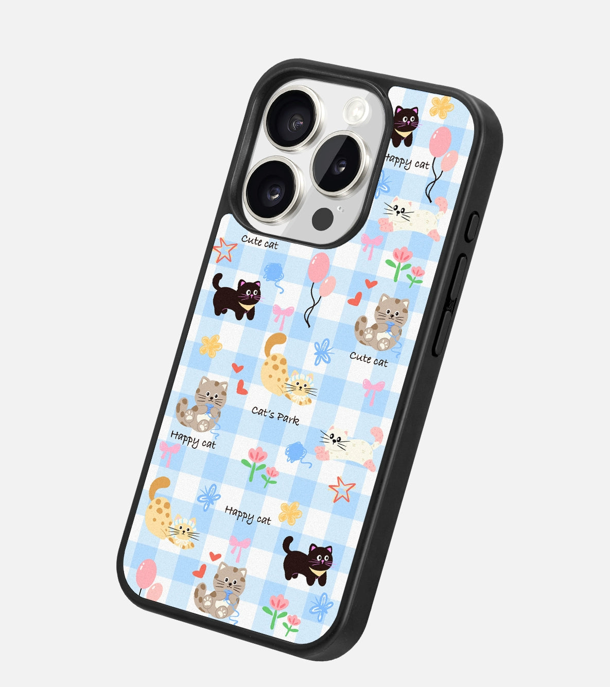iCraftPro | Frosted Plaid & Kitten Case with MagSafe for iPhone 13/14/15/16/17 Pro (Max)