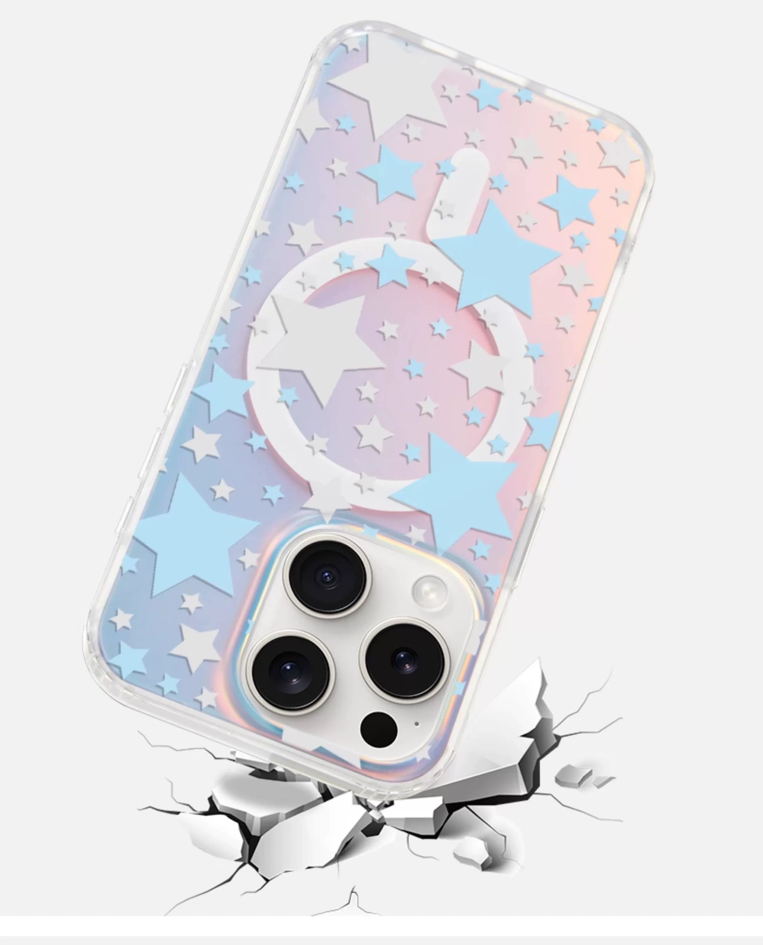 iCraftPro | Magnetic Star Case with Lanyard for iPhone 12-17 Pro Max | Gradient Laser