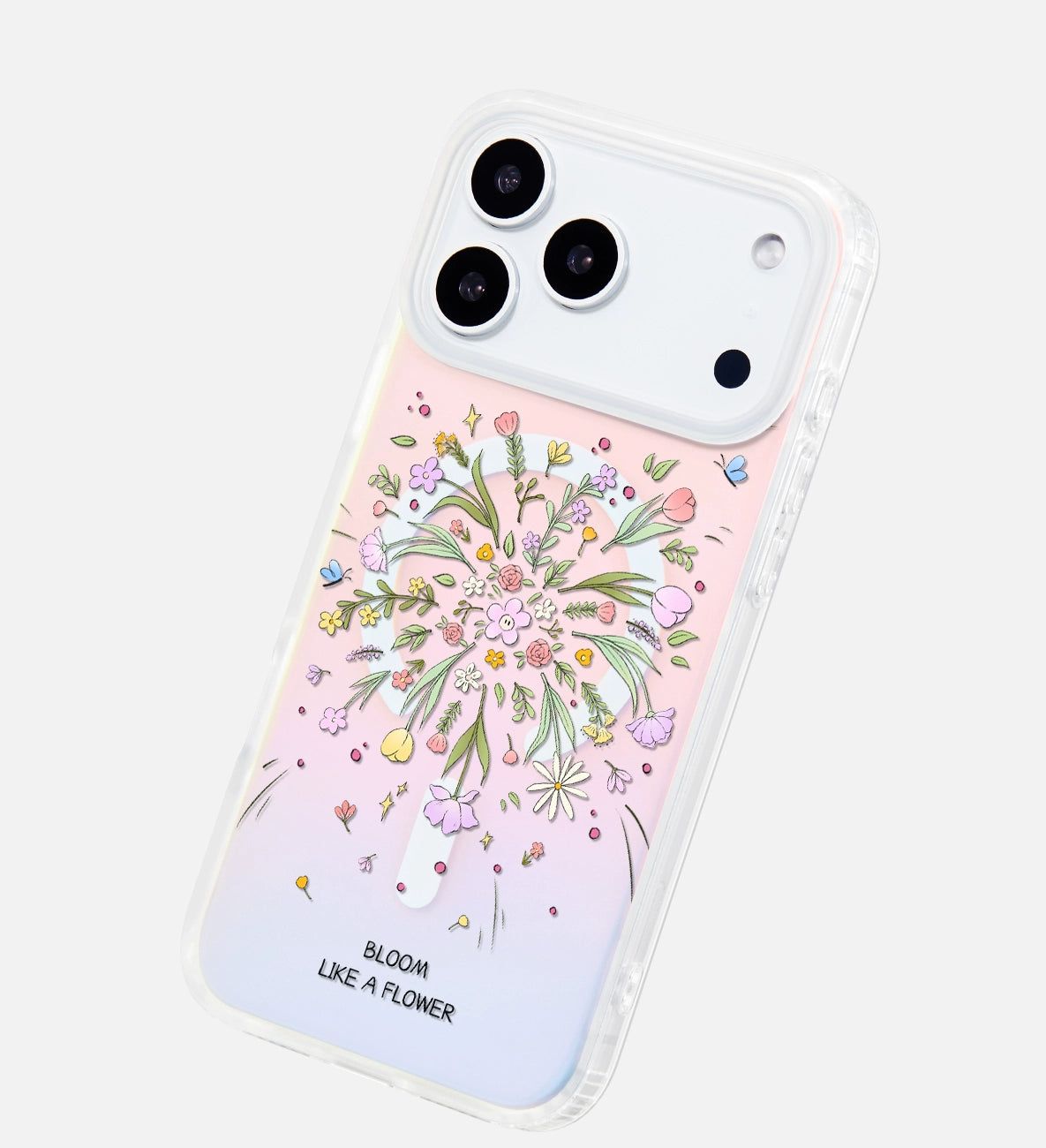 iCraftPro | Floral Holographic Case with Lanyard for iPhone 17 Pro Max, MagSafe Compatible