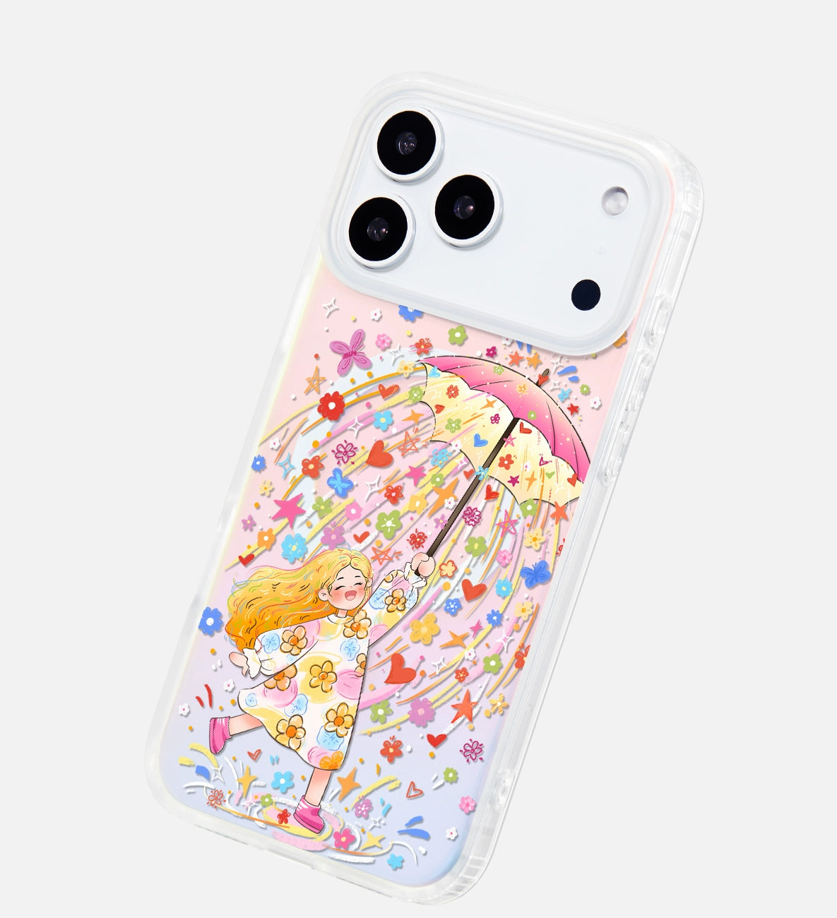 iCraftPro | Magnetic Cartoon Girl Case with Lanyard for iPhone 12-17 Pro Max | Gradient Laser