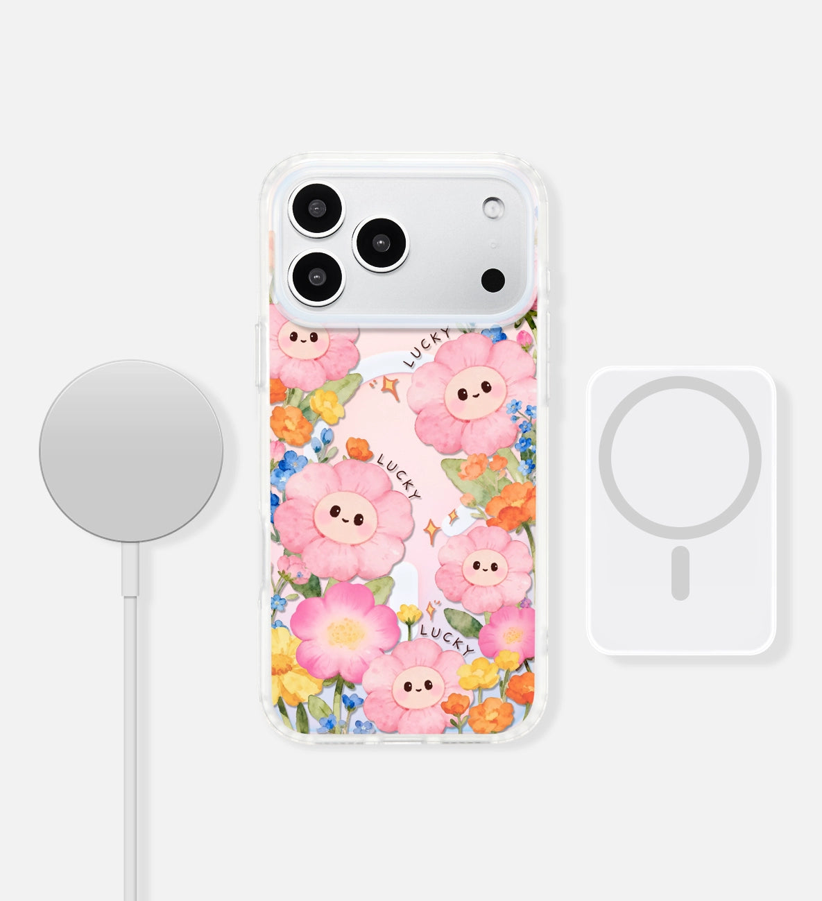 iCraftPro | Fresh Floral Case for iPhone 12 to 17 Pro Max. Magsafe, Gradient Holographic, Unique Chic.