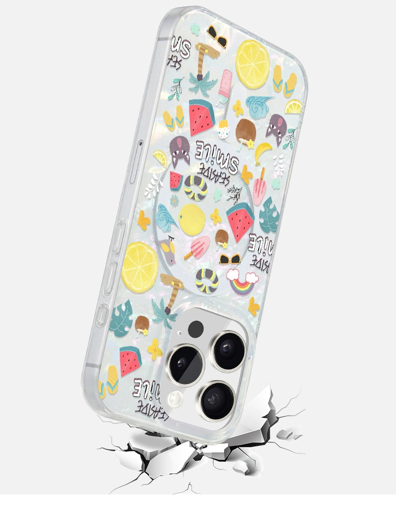 iCraftPro | Colorful Shell Pattern Case, Summer Fresh Design with MagSafe for iPhone 13/14/15/16/17 Pro (Max)