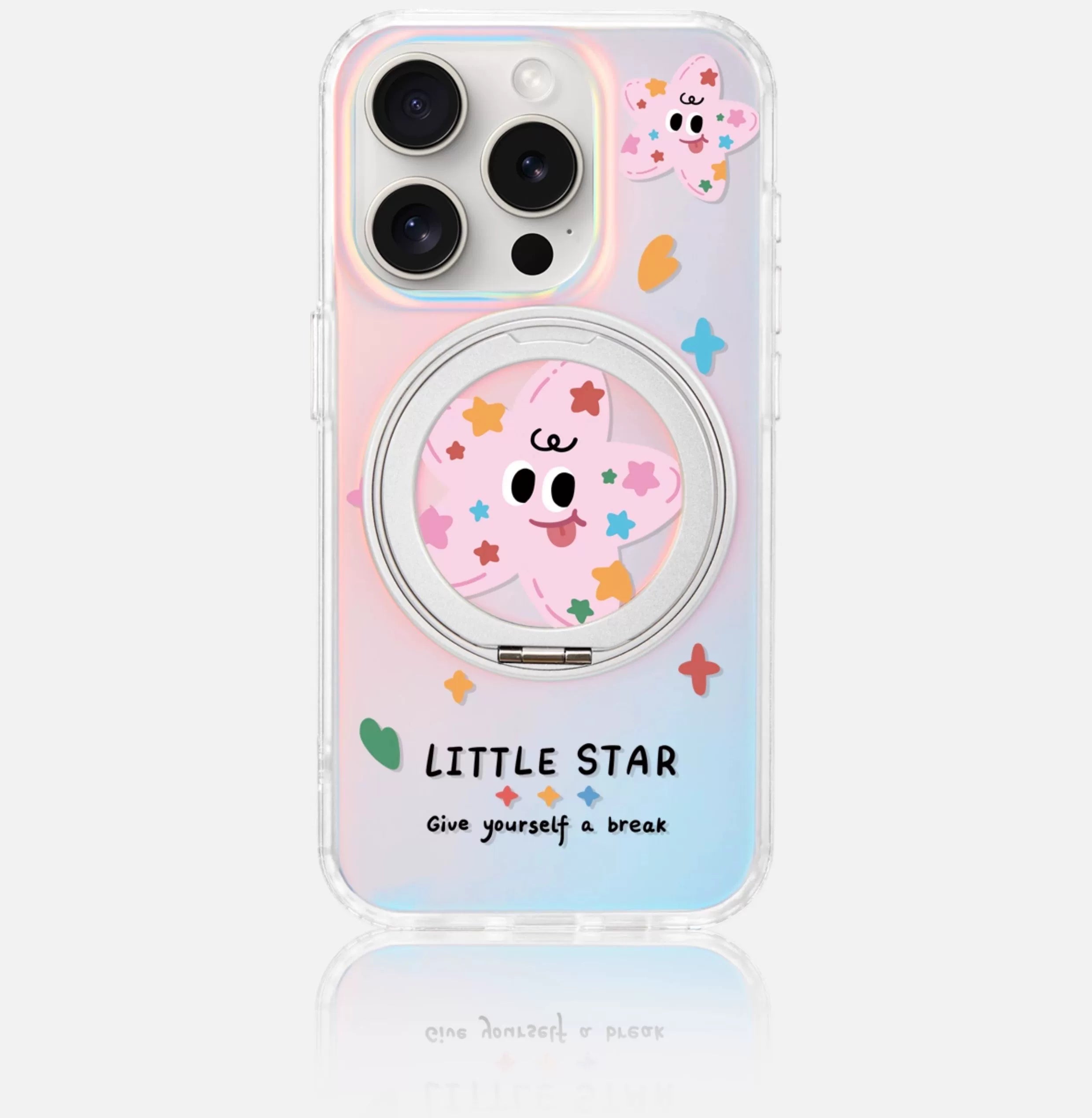 iCraftPro | MagSafe Case for iPhone 12-17 Pro Max with Pivot Stand, Holographic Gradient & Star Design.