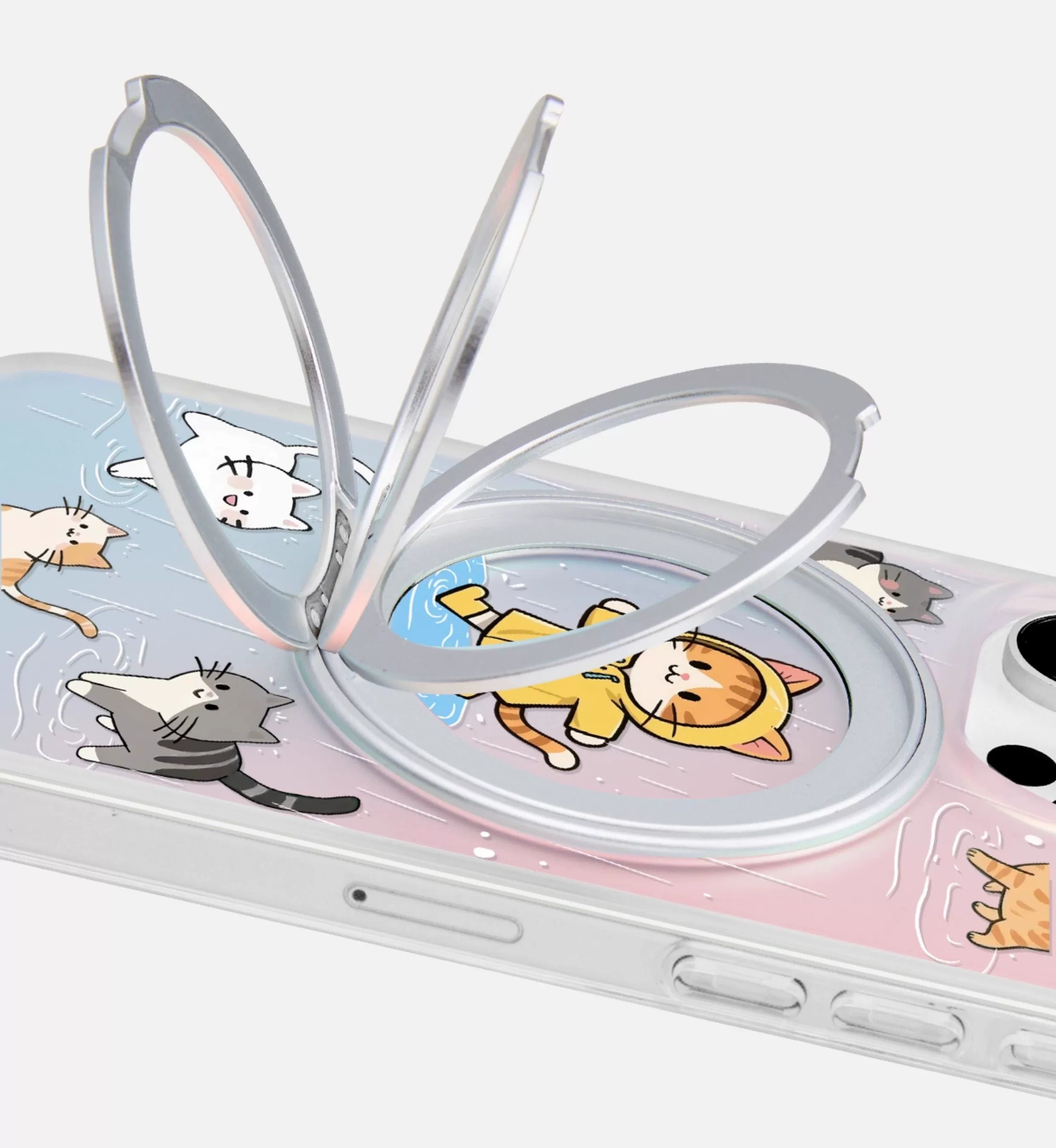 iCraftPro | Adorable Kitten Case with Built-in Stand for iPhone 12 to 17 Pro Max. Magnetic, Gradient Holographic, Creative & Unique.