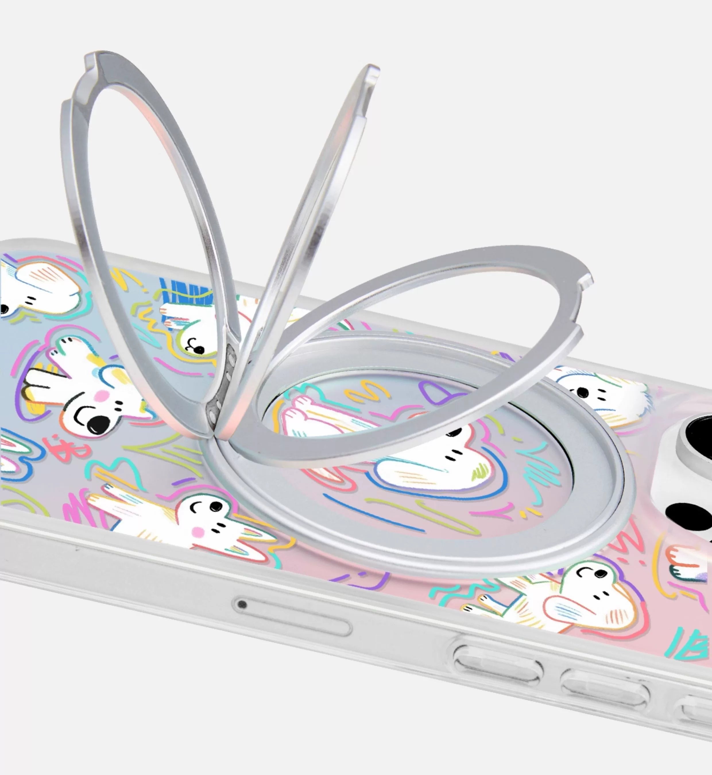 iCraftPro | Dopamine Cute Puppy Case with Built-in Stand for iPhone 12 to 17 Pro Max. Magnetic, Gradient Holographic.