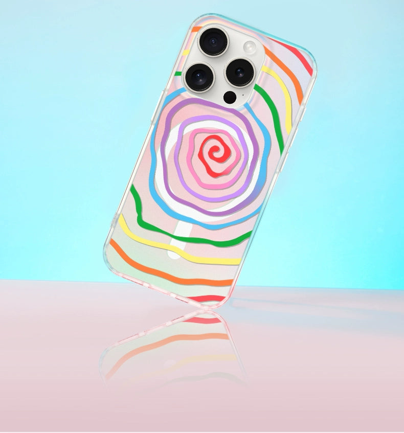 iCraftPro | Artistic Rainbow Case for iPhone 17 Pro Max, Magnetic Holographic with Lanyard
