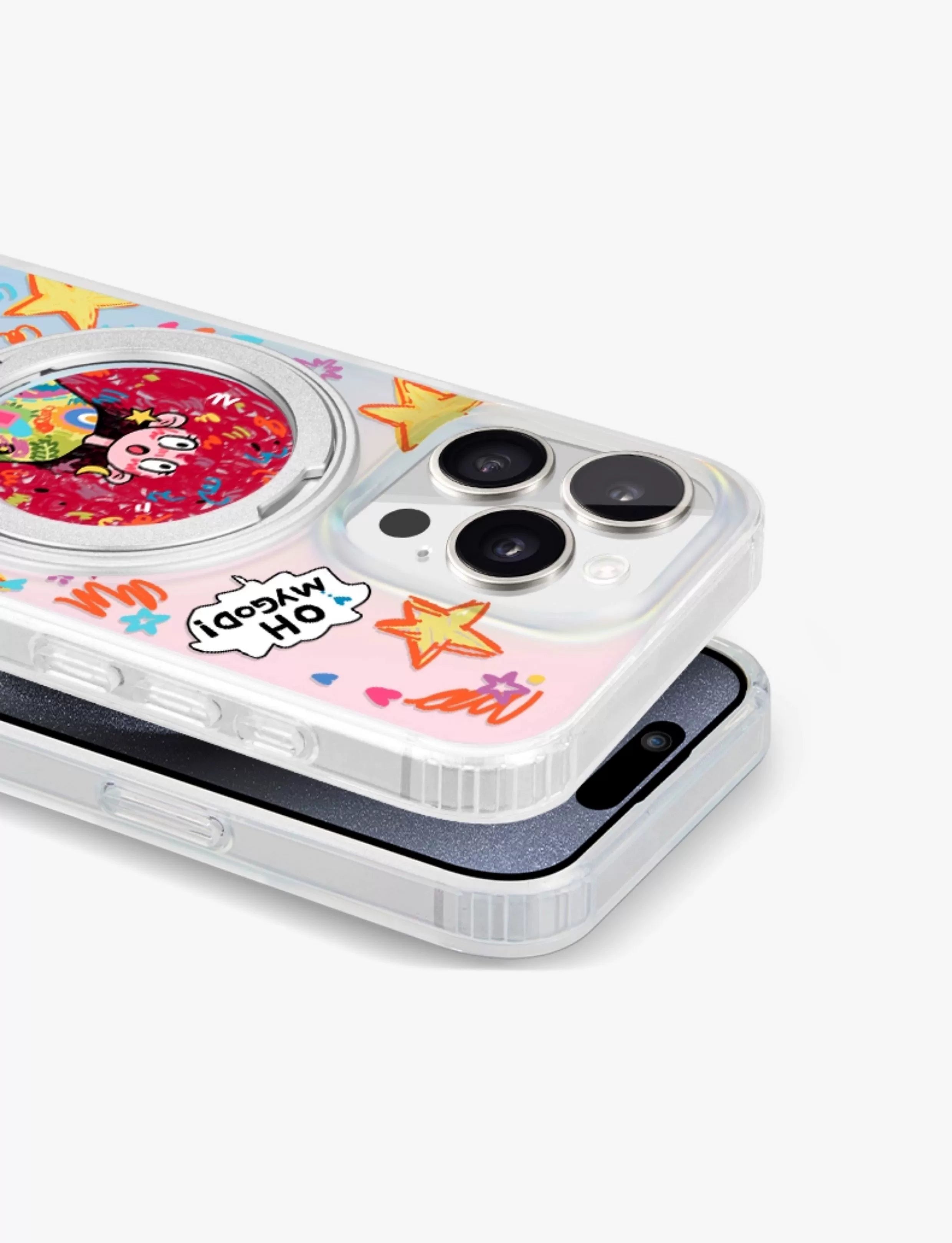 iCraftPro | Magnetic Case with Stand & Holographic "Magical Girl" Design for iPhone 12/13/14/15/16/17 Pro (Max)
