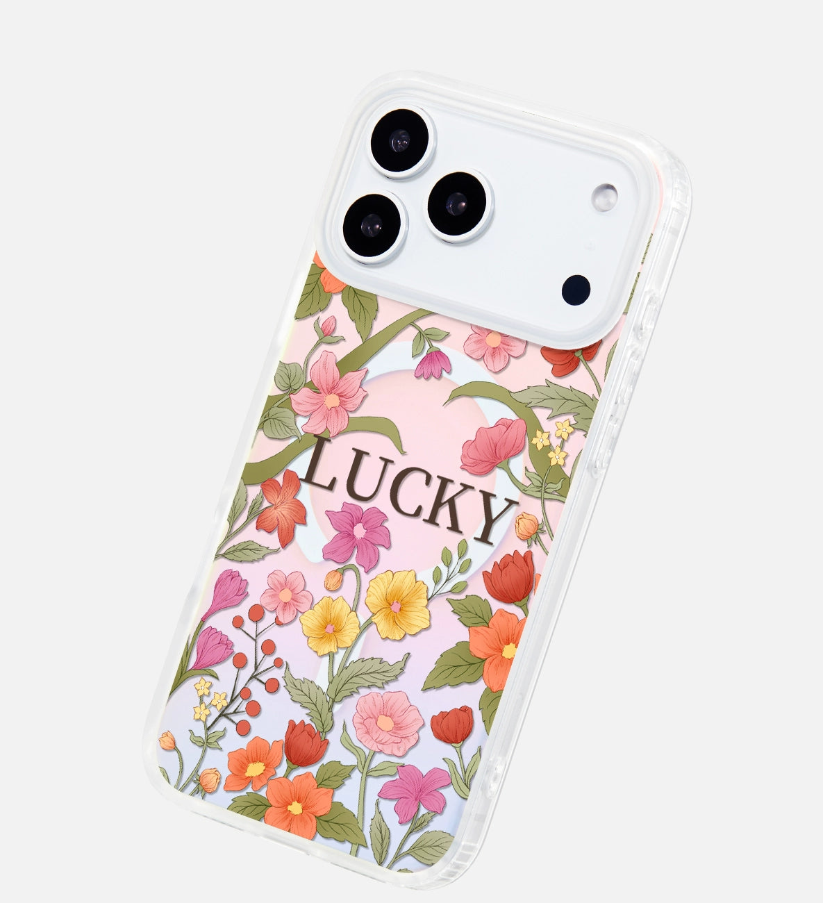 iCraftPro | Lucky Floral & Fresh Style Case. Magnetic, Holographic with Strap for iPhone 12 to 17 Pro Max. Elegant Design.