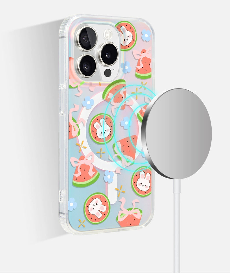 iCraftPro | Applicable to Apple 17promax mobile phone case new iphone16pro women's 15 magnetic attraction gradual change laser magsafe advanced sense 14 cartoon watermelon 13 creative ip12 fashion