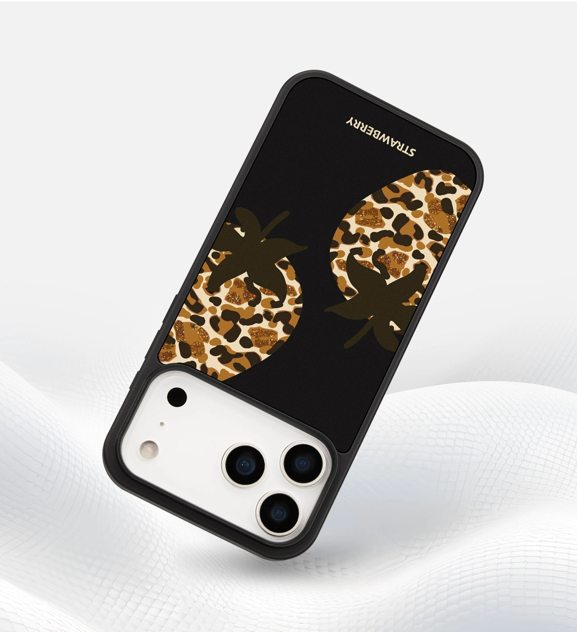 iCraftPro | Magnetic Case for iPhone 13-17 Pro Max | Women's Matte Leopard & Strawberry Design