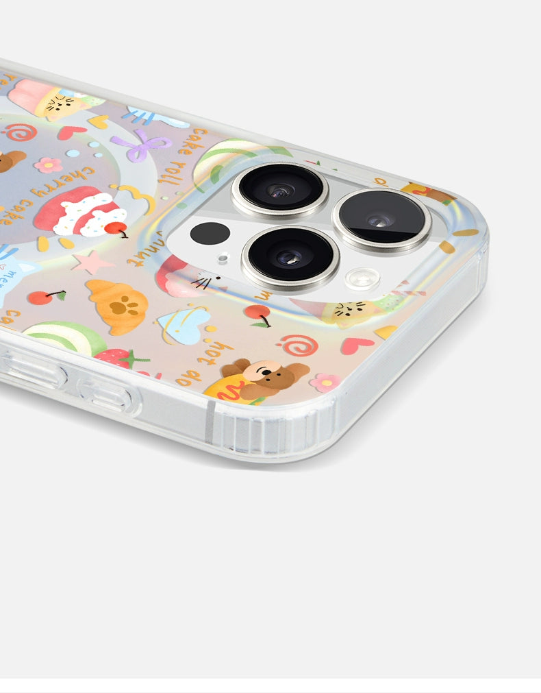 iCraftPro | Magnetic Gradient Holographic Case with Magsafe Strap for iPhone 12/13/14/15/16 Pro/17 Pro Max. Cute Dachshund Design.