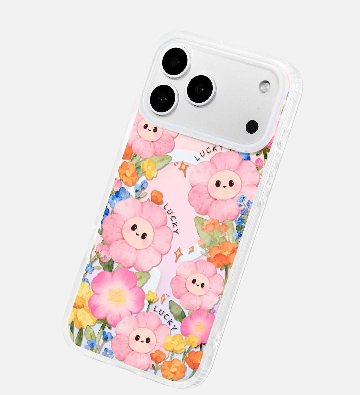 iCraftPro | Fresh Floral Case for iPhone 12 to 17 Pro Max. Magsafe, Gradient Holographic, Unique Chic.