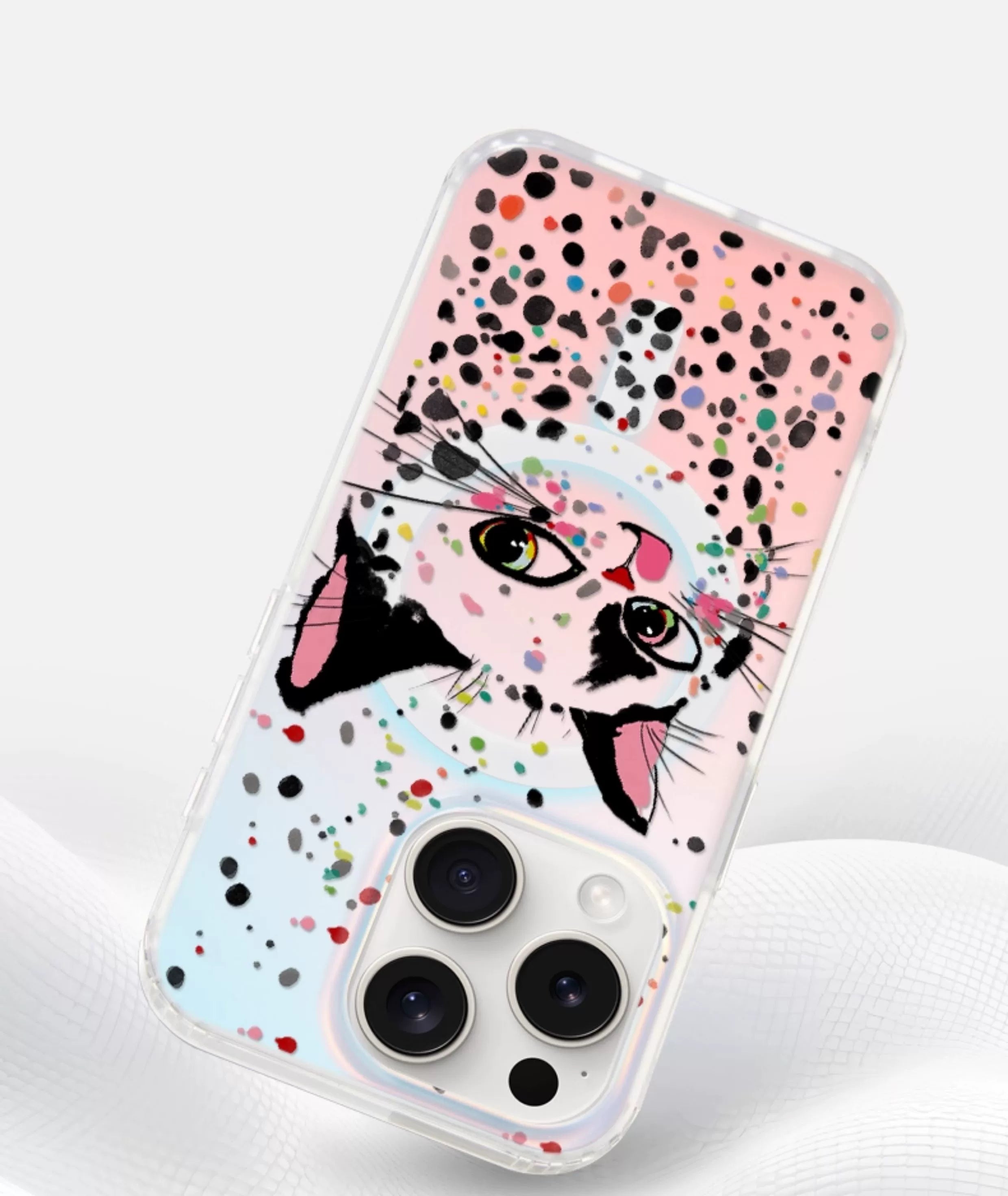 iCraftPro | Colorful Cat Holographic Case for iPhone 17 Pro Max, Magnetic with Lanyard, Summer Style, Fits iPhone 16/15/14/13/12 Pro