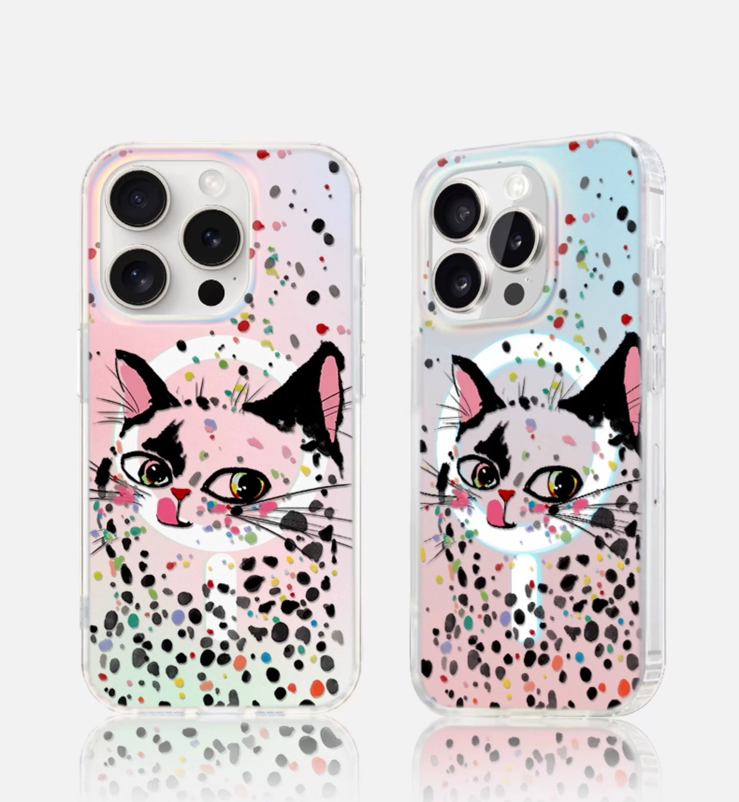 iCraftPro | Colorful Cat Holographic Case for iPhone 17 Pro Max, Magnetic with Lanyard, Summer Style, Fits iPhone 16/15/14/13/12 Pro