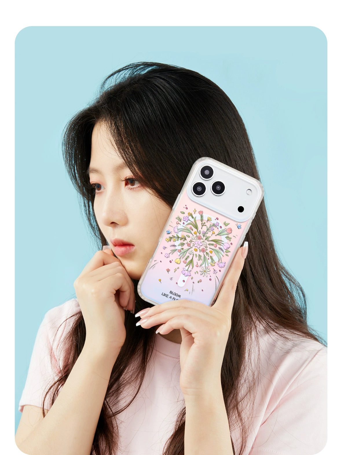 iCraftPro | Floral Holographic Case with Lanyard for iPhone 17 Pro Max, MagSafe Compatible