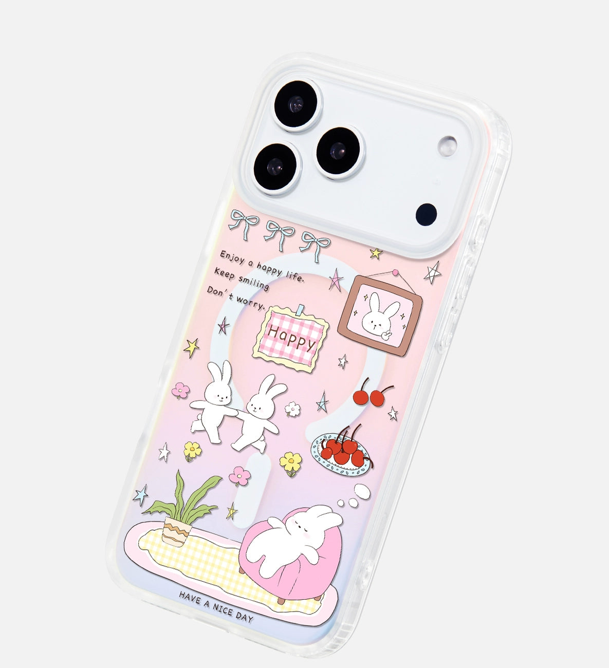 iCraftPro | Aesthetic Bunny Case with Strap for iPhone 12-17 Pro Max