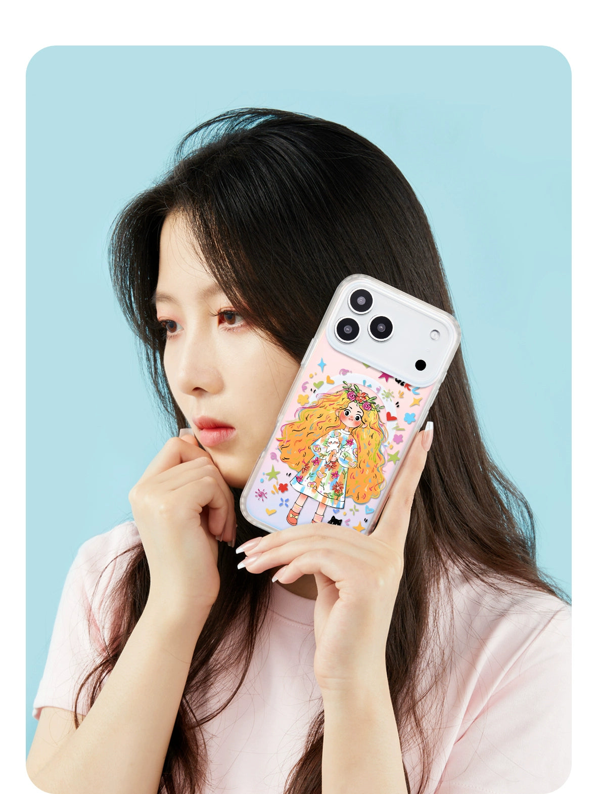 iCraftPro | Magnetic Gradient Case for iPhone 17 Pro Max, Cute Cartoon Design with Lanyard, MagSafe Compatible