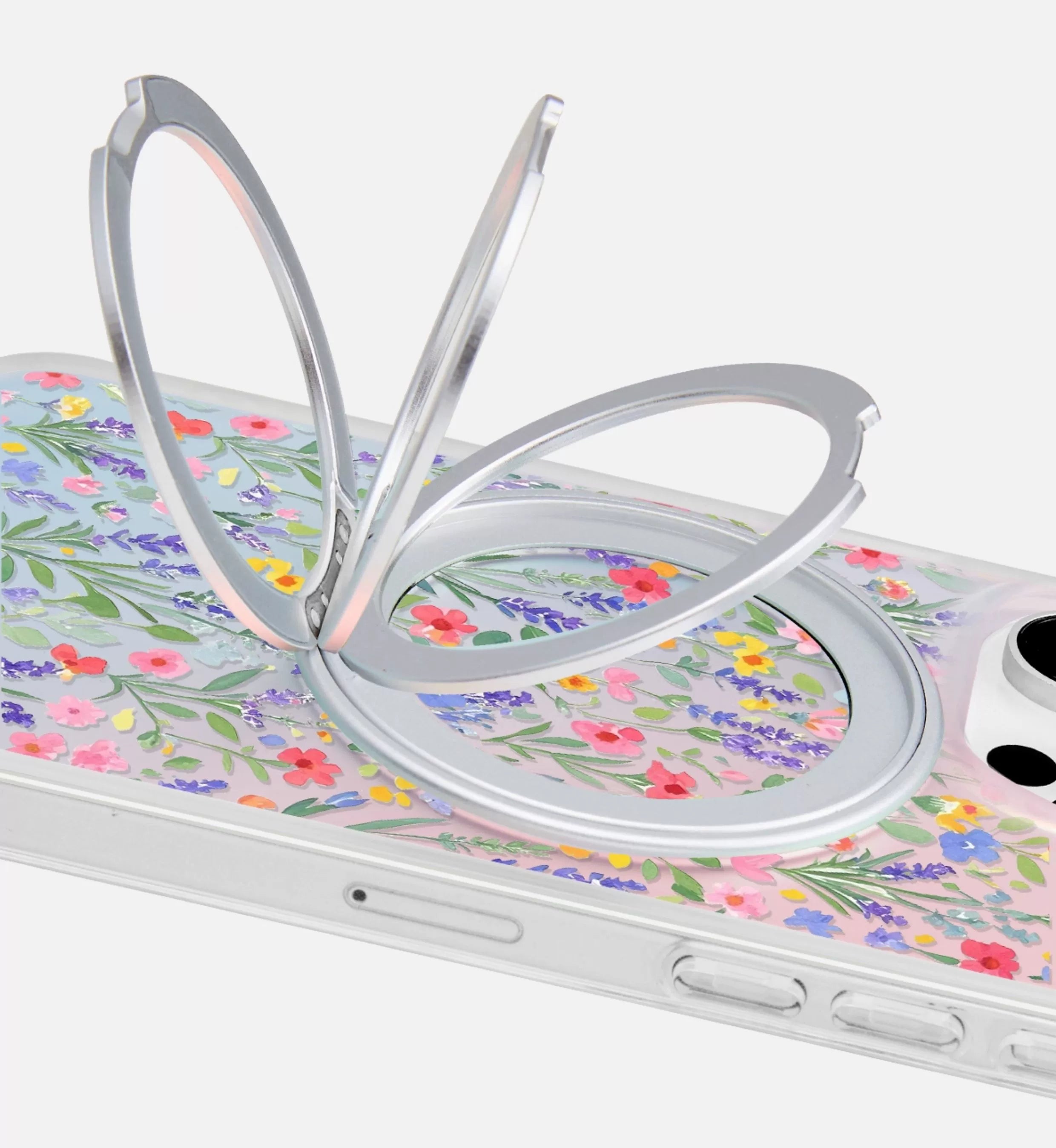 iCraftPro | Magnetic Case with Stand & Gradient Holographic Design for iPhone 12/13/14/15/16 Pro/17 Pro Max. Artsy Floral Pattern.