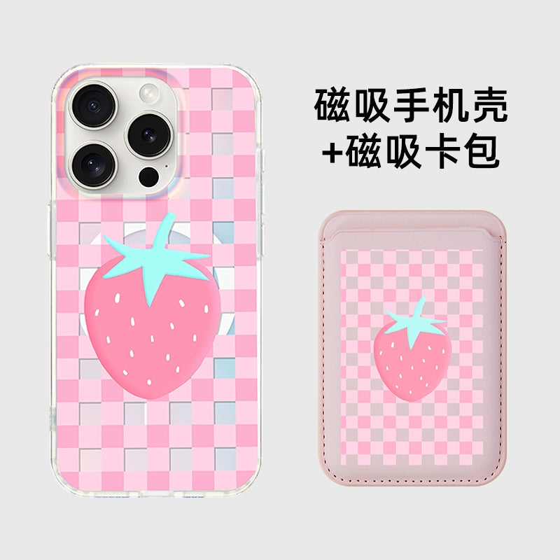 iCraftPro | Applicable to Apple 17promax mobile phone case new iphone16pro women's 15 advanced magnetic suction laser matte magsafe original 14 fresh strawberry 13 creative fresh ip12