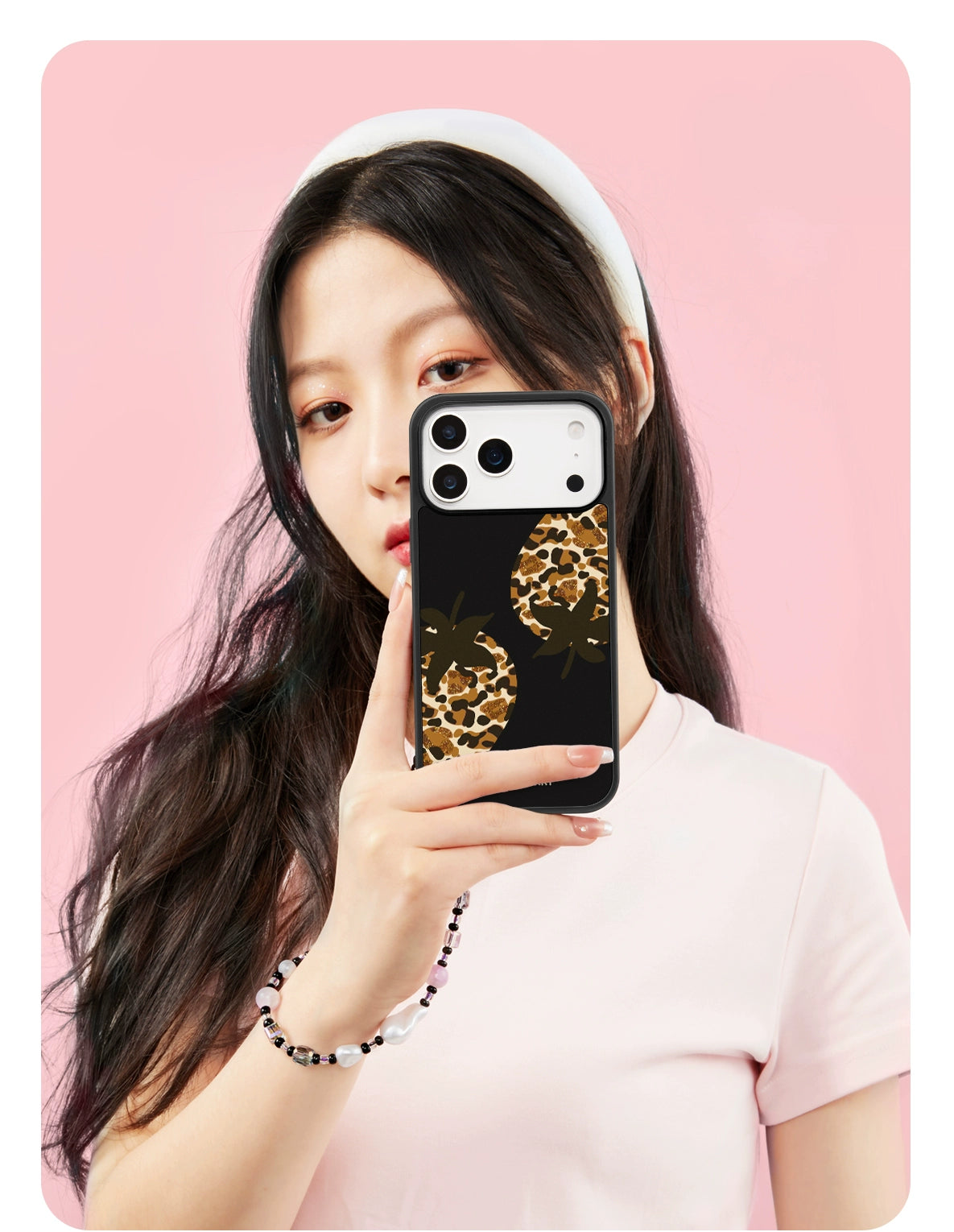 iCraftPro | Magnetic Case for iPhone 13-17 Pro Max | Women's Matte Leopard & Strawberry Design