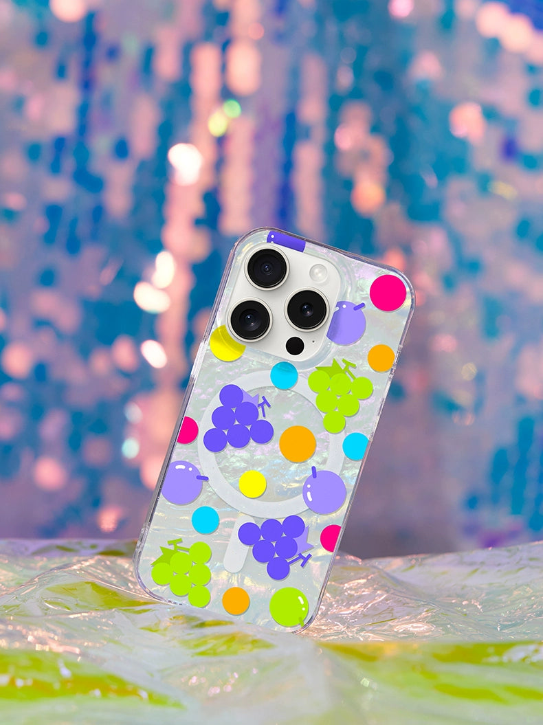 iCraftPro | Creative Pearl-Shell & Fruit Dots Case with MagSafe - for iPhone 13/14/15/16/17 Pro Max