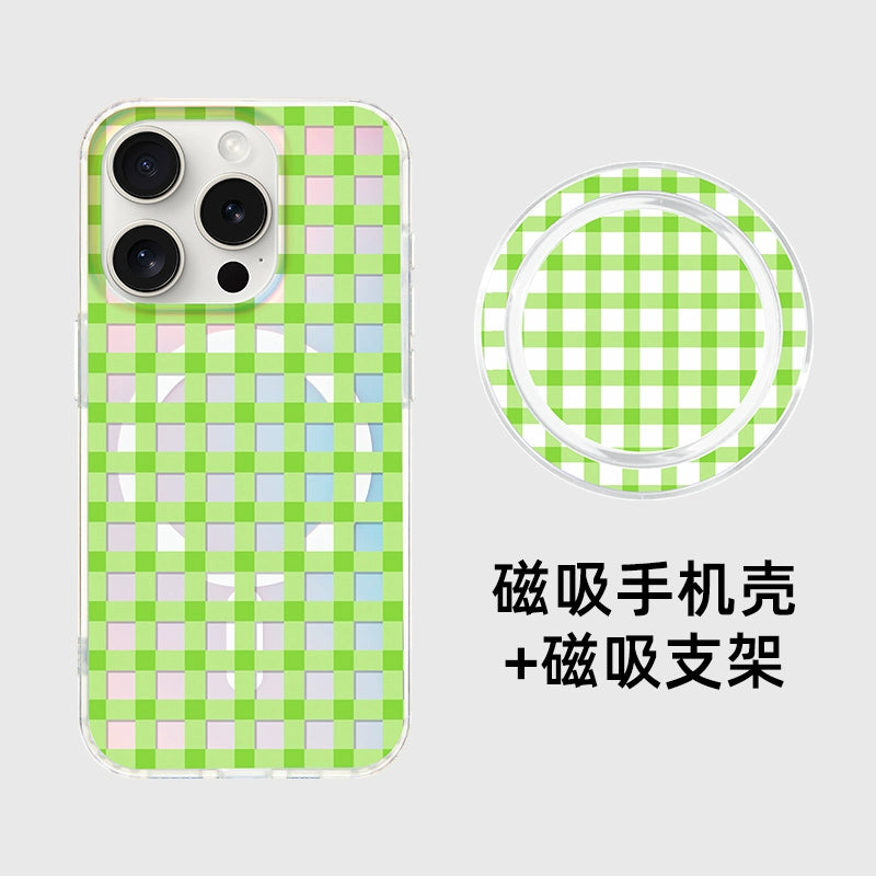 iCraftPro | Aesthetic Laser Grid Magnetic Case with Lanyard for iPhone 17 Pro Max - Trendy Pink, Also Fits iPhone 16/15/14/13/12 Pro