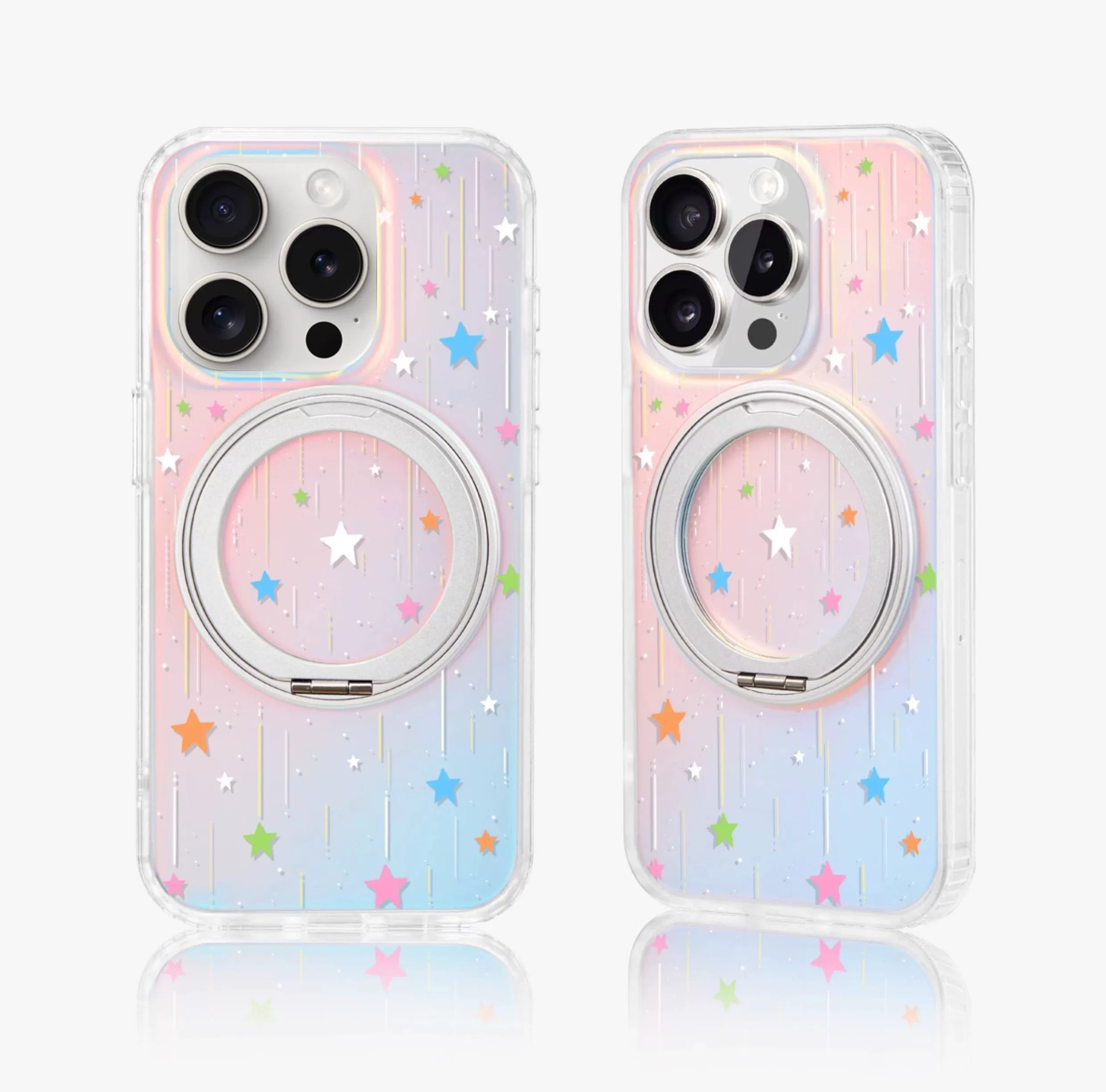 iCraftPro | Magnetic Case with Stand & Holographic Shooting Stars for iPhone 13/14/15/16/17 Pro (Max)