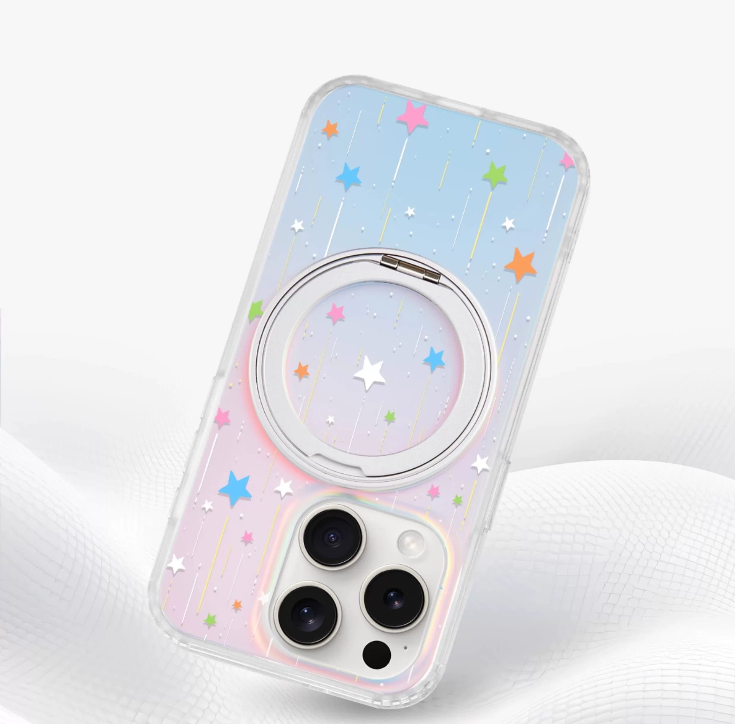 iCraftPro | Magnetic Case with Stand & Holographic Shooting Stars for iPhone 13/14/15/16/17 Pro (Max)