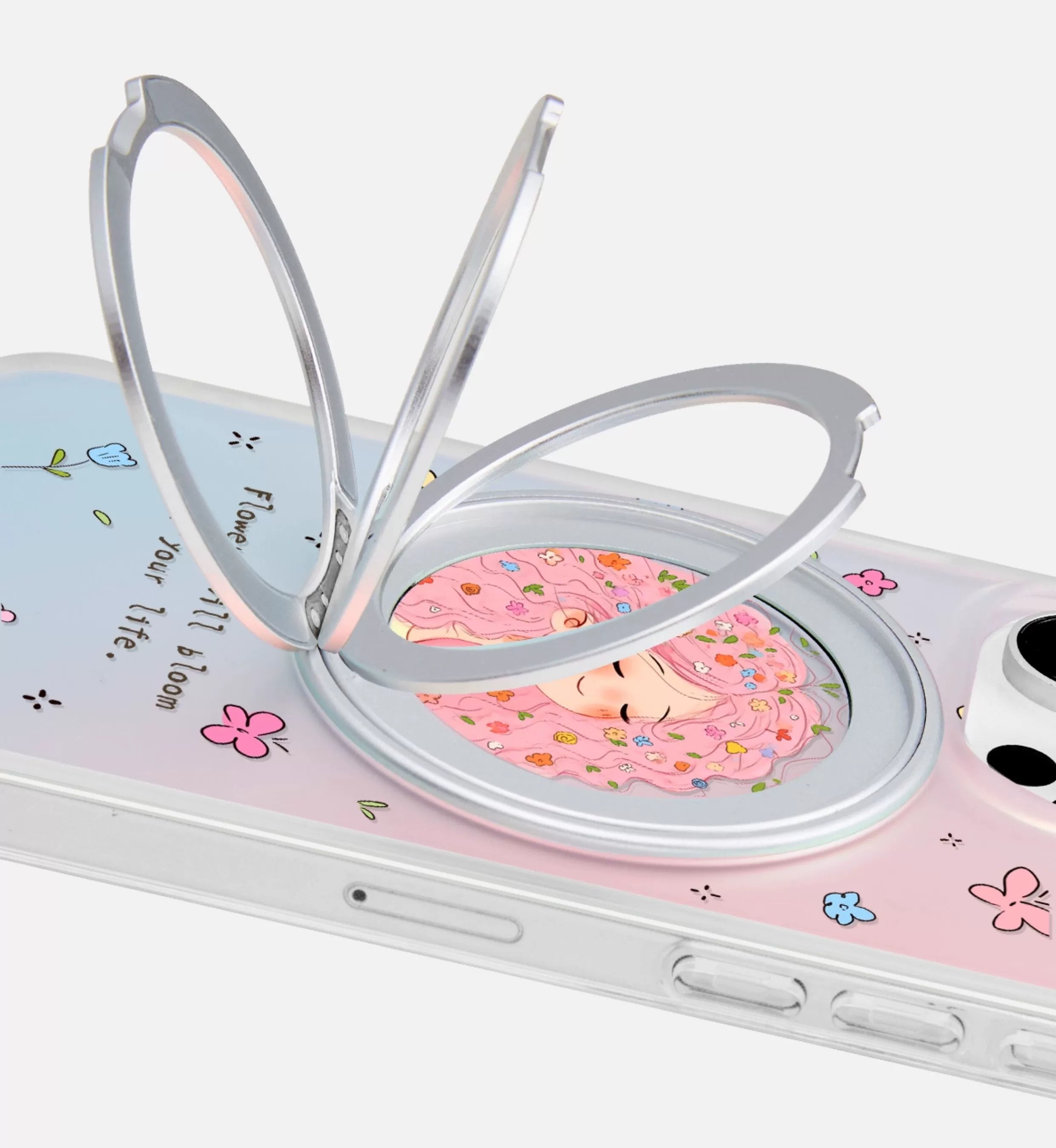 iCraftPro | Magnetic Stand Case for iPhone 13-17 Pro Max | Shockproof, Laser Gradient & Artistic Cartoon Design for Creative Girls