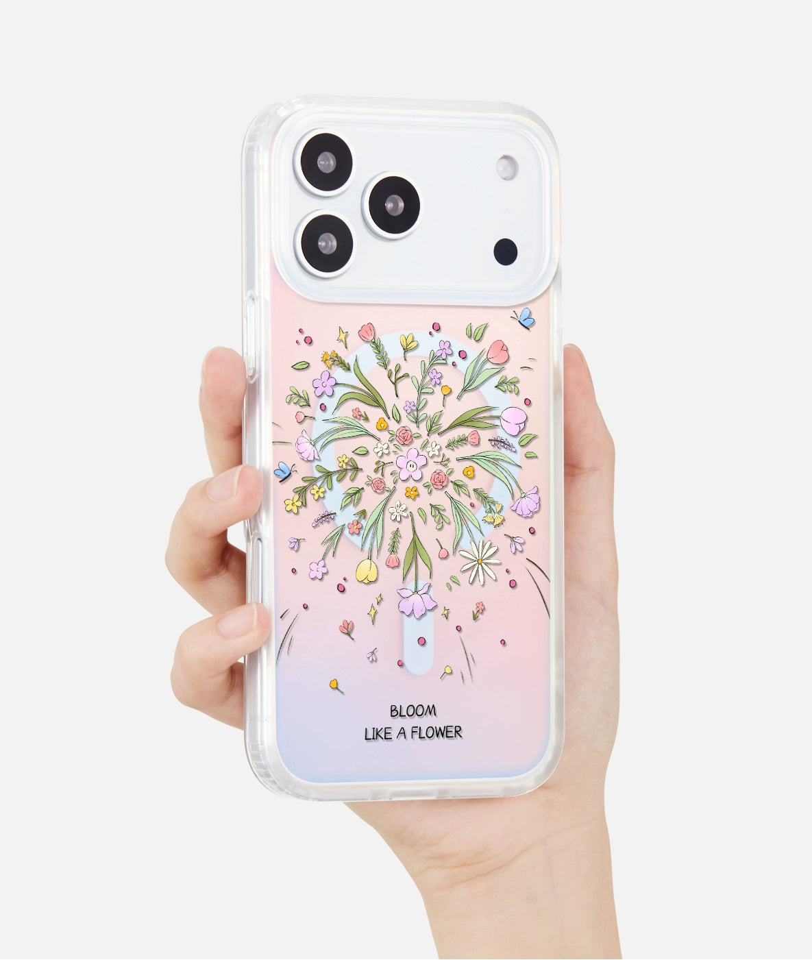 iCraftPro | Floral Holographic Case with Lanyard for iPhone 17 Pro Max, MagSafe Compatible