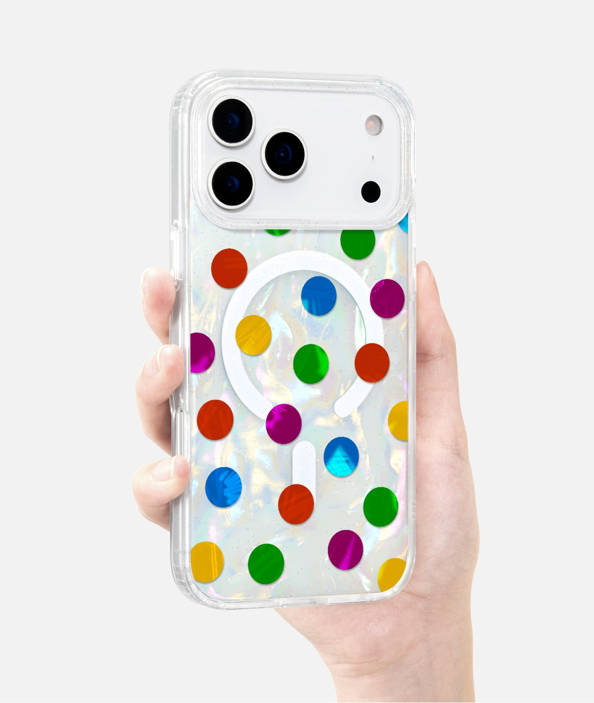 iCraftPro | Aesthetic Shell & Colorful Dots Case ✨ with MagSafe & Lanyard for Women