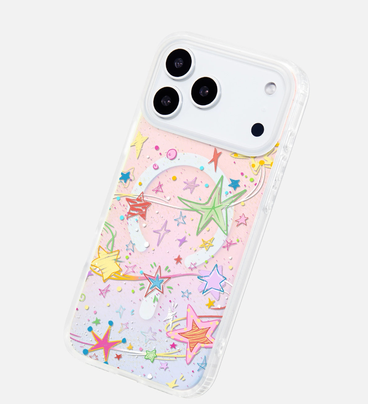 iCraftPro | MagSafe Case with Lanyard - Gradient Holographic Stars for Apple 17ProMax 16Pro 15 14 13 12