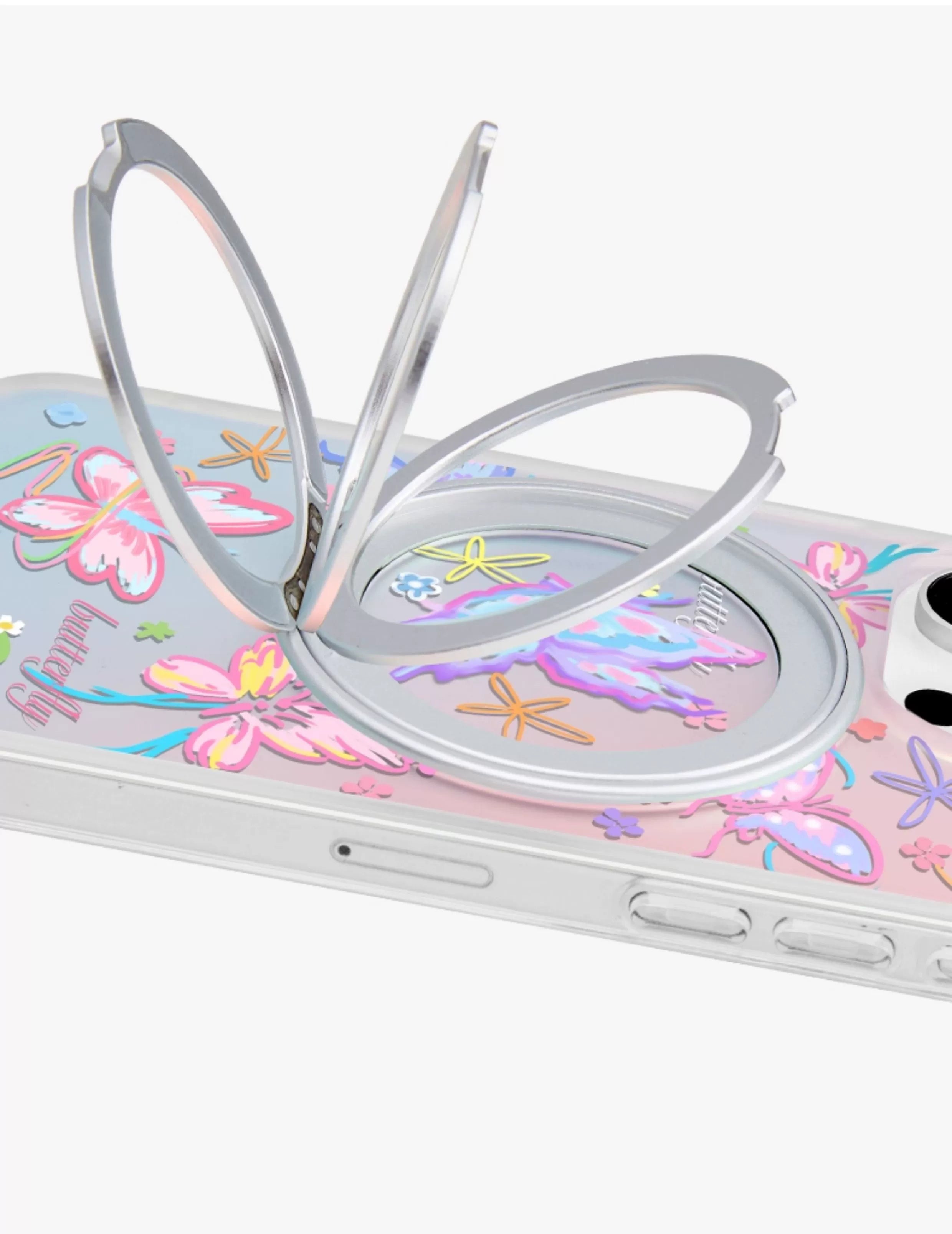 iCraftPro | Magnetic Pivot Stand Case for iPhone 13-17 Pro Max | Frosted Laser Gradient with Unique Butterfly Design