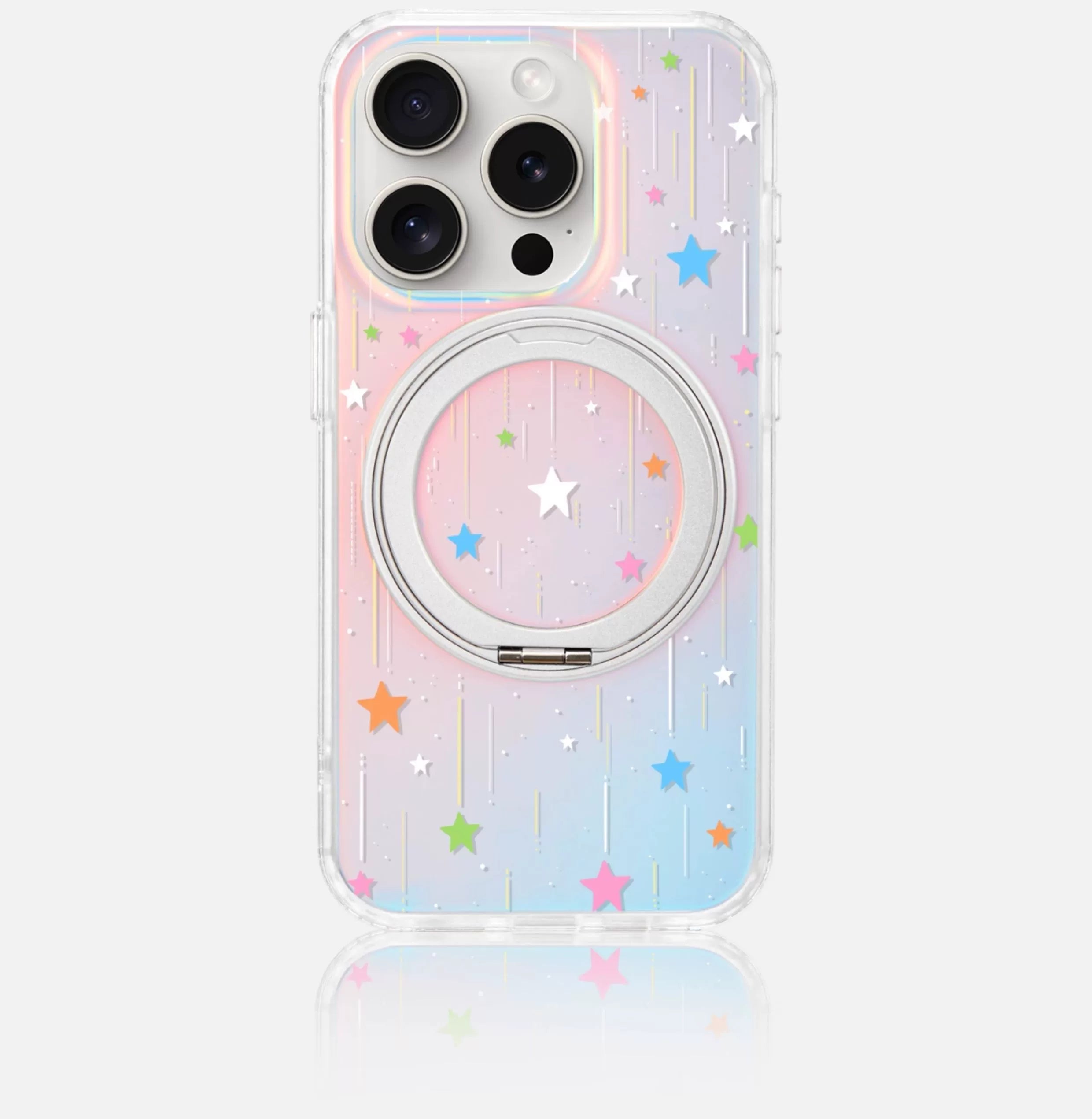 iCraftPro | Magnetic Case with Stand & Holographic Shooting Stars for iPhone 13/14/15/16/17 Pro (Max)
