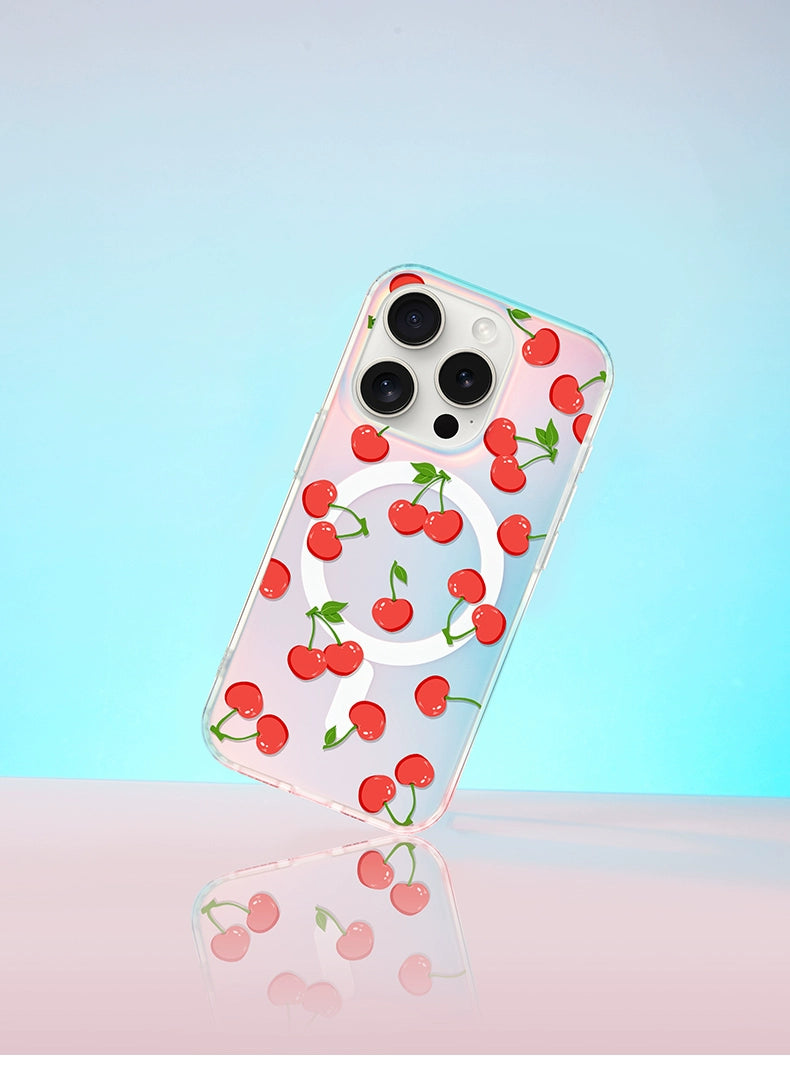 iCraftPro | Applicable to Apple 17promax mobile phone case new iphone16pro women's 15 magnetic attraction gradual change laser magsafe advanced sense 14 niche 13 creative fashion cherry ip12