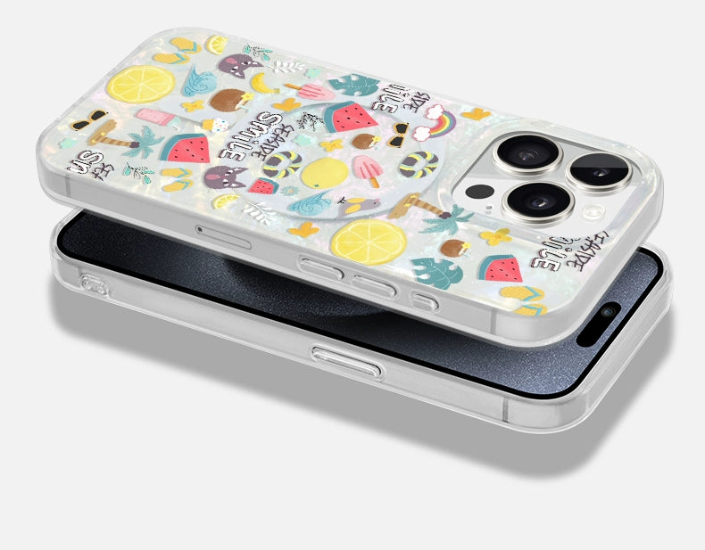 iCraftPro | Colorful Shell Pattern Case, Summer Fresh Design with MagSafe for iPhone 13/14/15/16/17 Pro (Max)