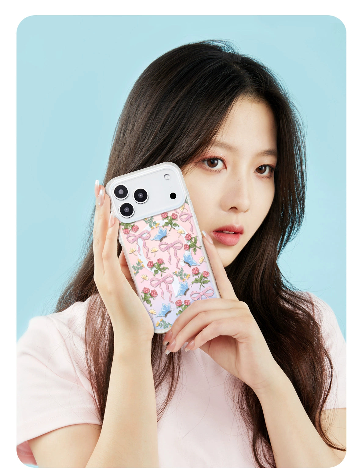 iCraftPro | Vintage Floral Magnetic Case for iPhone 17 Pro Max, Gradient Holographic with Lanyard