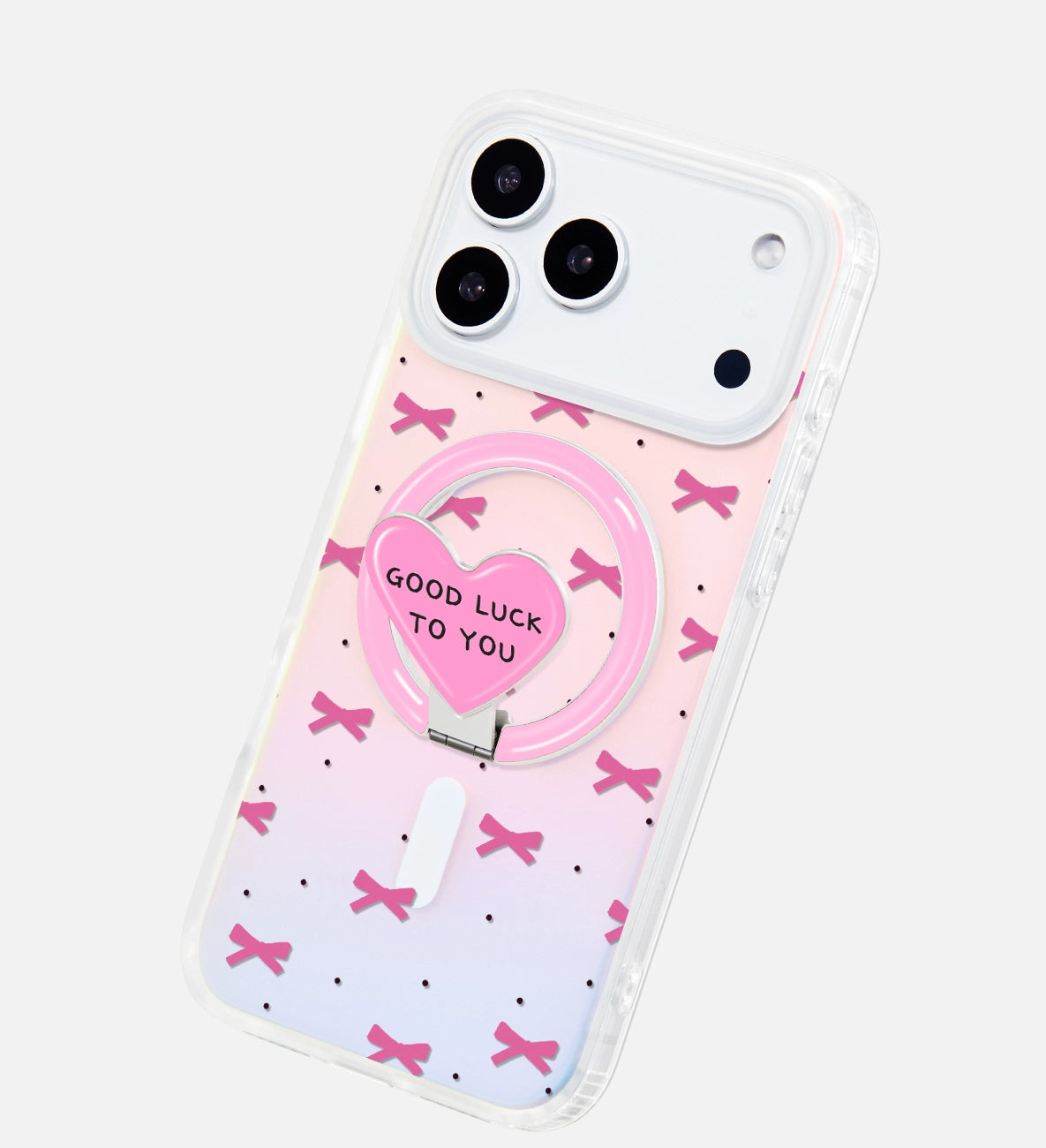 iCraftPro | Magnetic Phone Case with Stand for iPhone 12-17 Pro Max | Gradient Laser & Bow Design