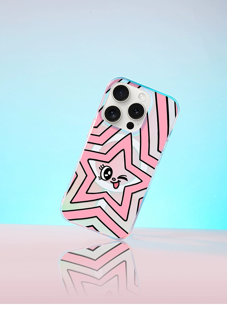 iCraftPro | Magsafe Holographic Gradient iPhone Case with Unique Star Design - Stylish & Premium Cover for iPhone 12 to 17 Pro Max