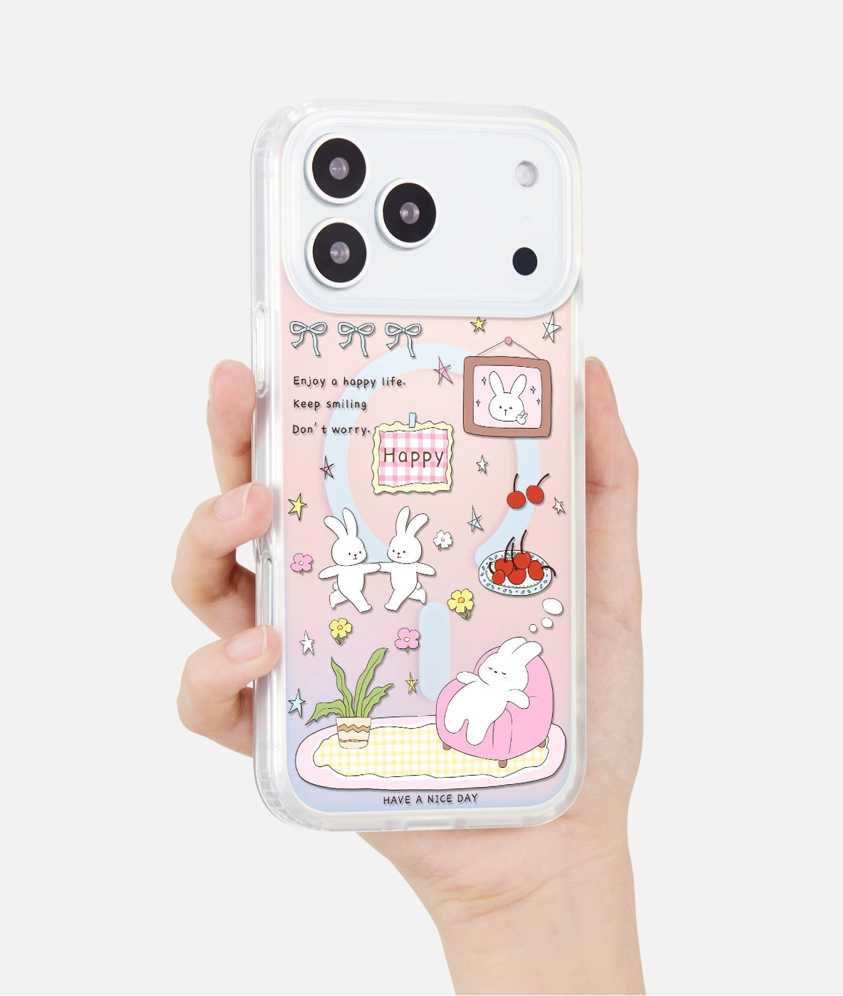 iCraftPro | Aesthetic Bunny Case with Strap for iPhone 12-17 Pro Max