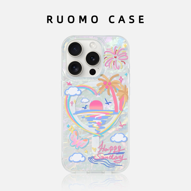 iCraftPro | Seashell Sunrise Magnetic Case for iPhone 13-17 Pro Max | Aesthetic Design