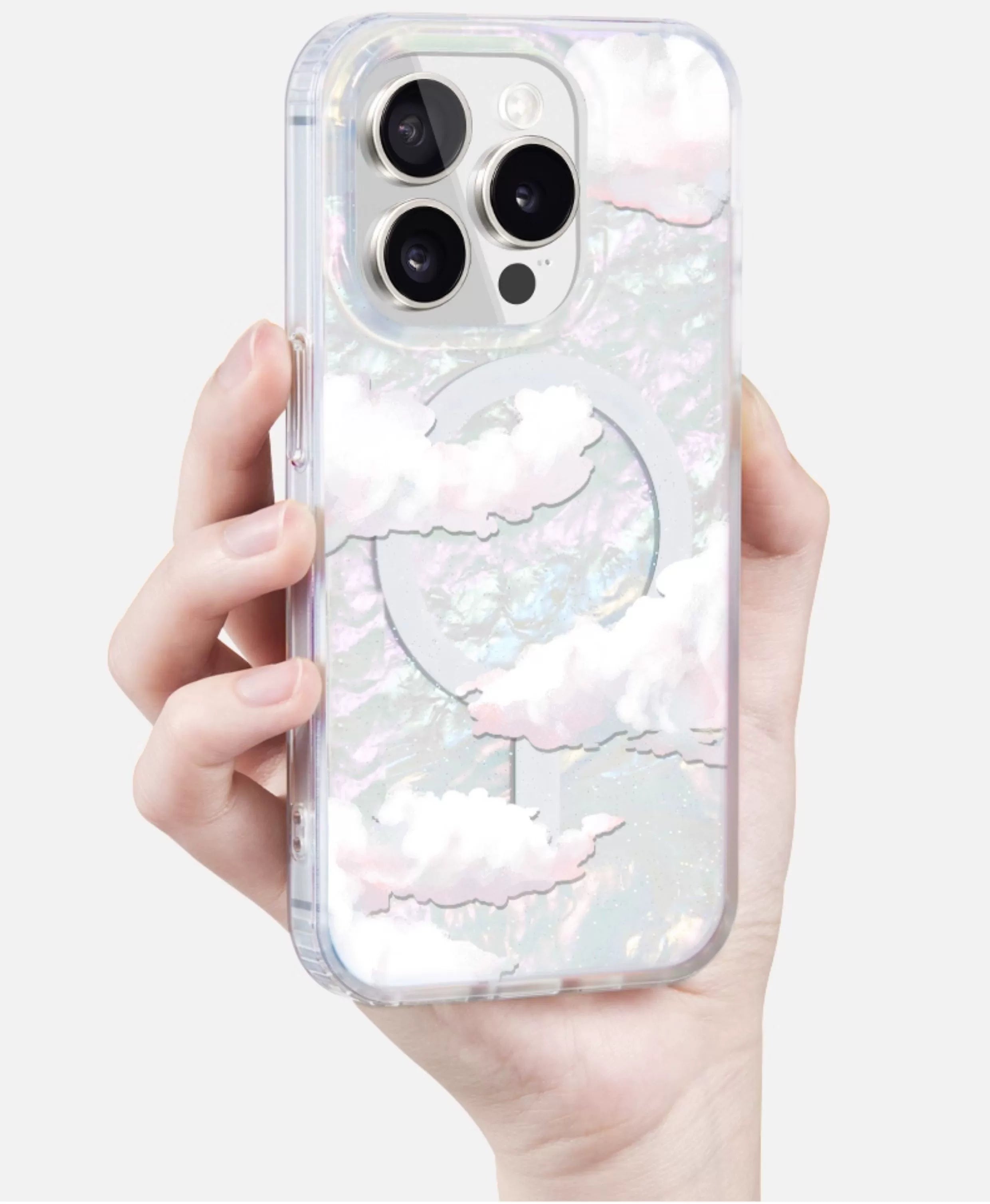 iCraftPro | Cloud & Shell Pattern Magsafe Case for iPhone 12-17 Pro Max, Aesthetic Minimalist Design
