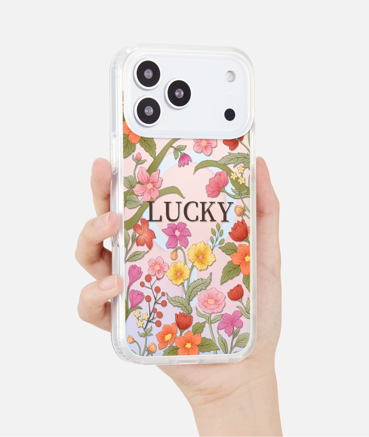 iCraftPro | Lucky Floral & Fresh Style Case. Magnetic, Holographic with Strap for iPhone 12 to 17 Pro Max. Elegant Design.